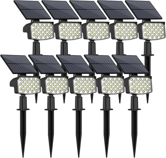 WELALO Solar Spot Lights Outdoor, [10 Pack/3 Modes] Solar Landscape Spotlights, Adjustable Solar Powered Security Lights, IP65 Waterproof Wall Lights for Walkway, Yard, Garden, Driveway (Cool White)