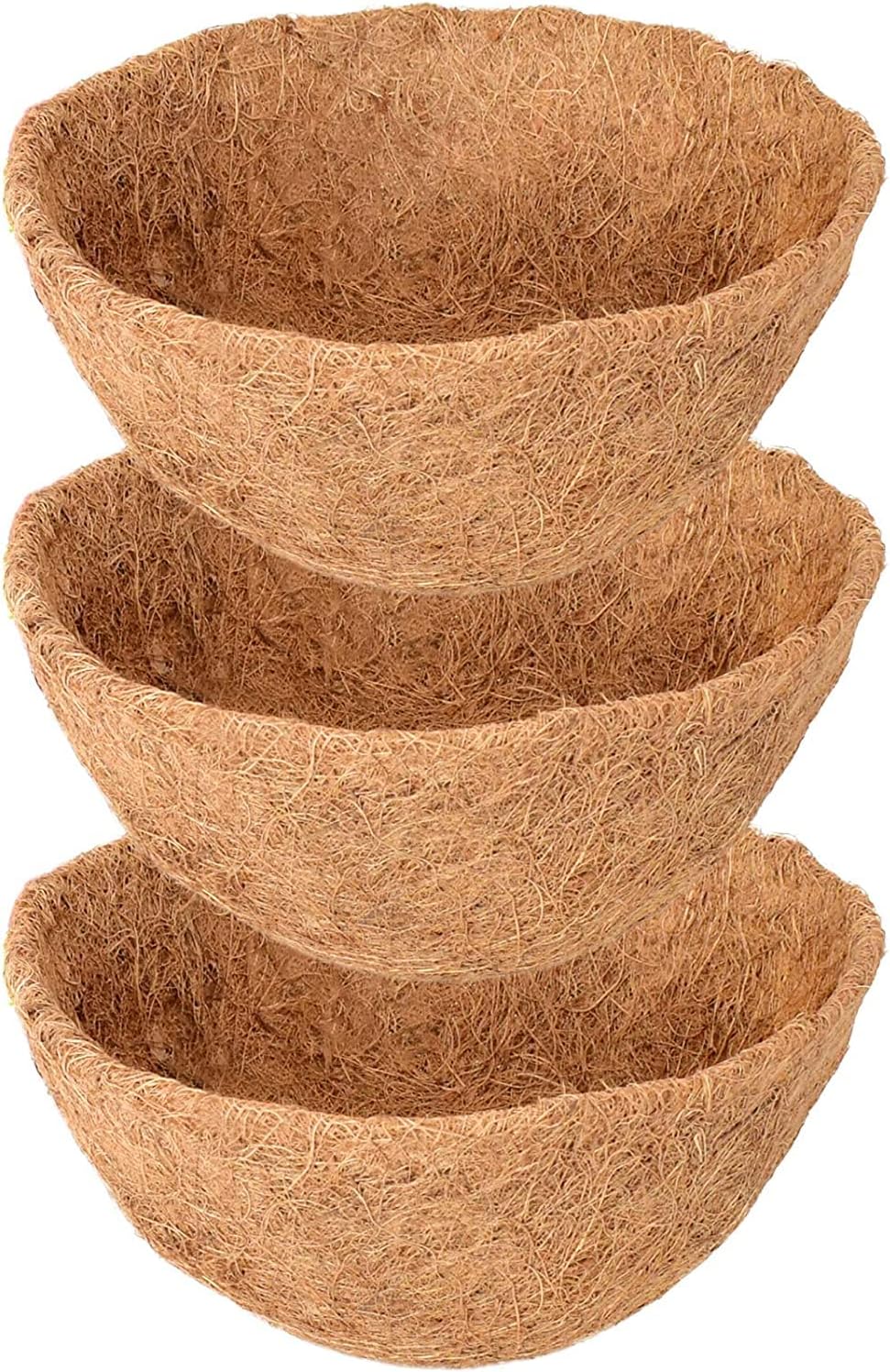 Legigo 3 Pack 14 Inch Hanging Basket Coco Liners Replacement, 100% Natural Round Coconut Coco Fiber Planter Basket Liners for Hanging Basket Flowers/Vegetables