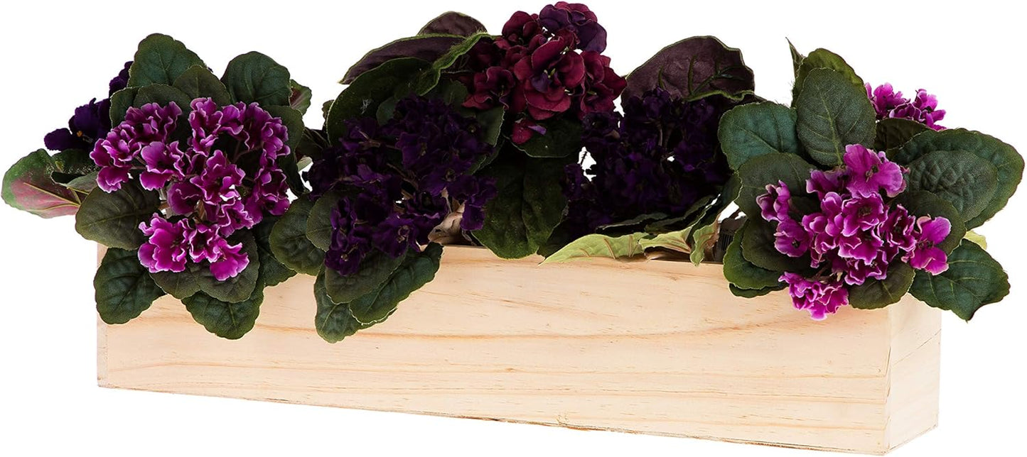 20" Rectangular Rustic Wood Planter with Plastic Liner l Rose Wood l Country Style, Home and Wedding Decorations, Garden Ornaments (20x4 Set of 2, Rose Wood)