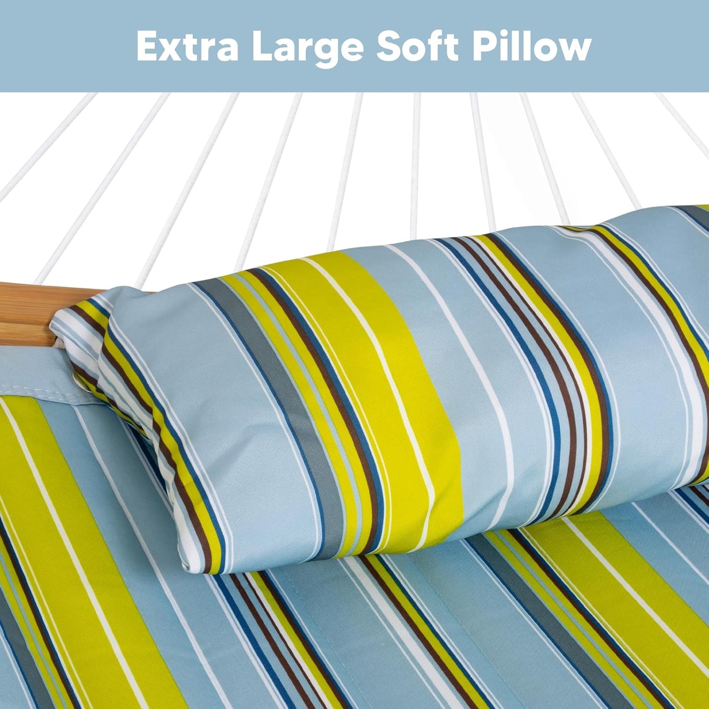 SUNCREAT Portable Outdoor Hammock with Stand Included, Double Hammock with Stand for Outside, Yellow Blue