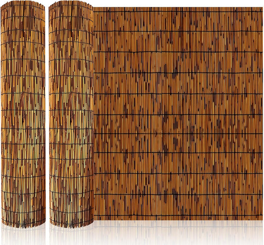 Natural Bamboo Reed Fence, 2 Pack 6FT x 16.4FT,Bamboo Fence Rolls 6 Feet High Outdoor for Garden, Decorative Fence for Outdoor Privacy Screening, Sun Blocking, Decorative Divider, Brown