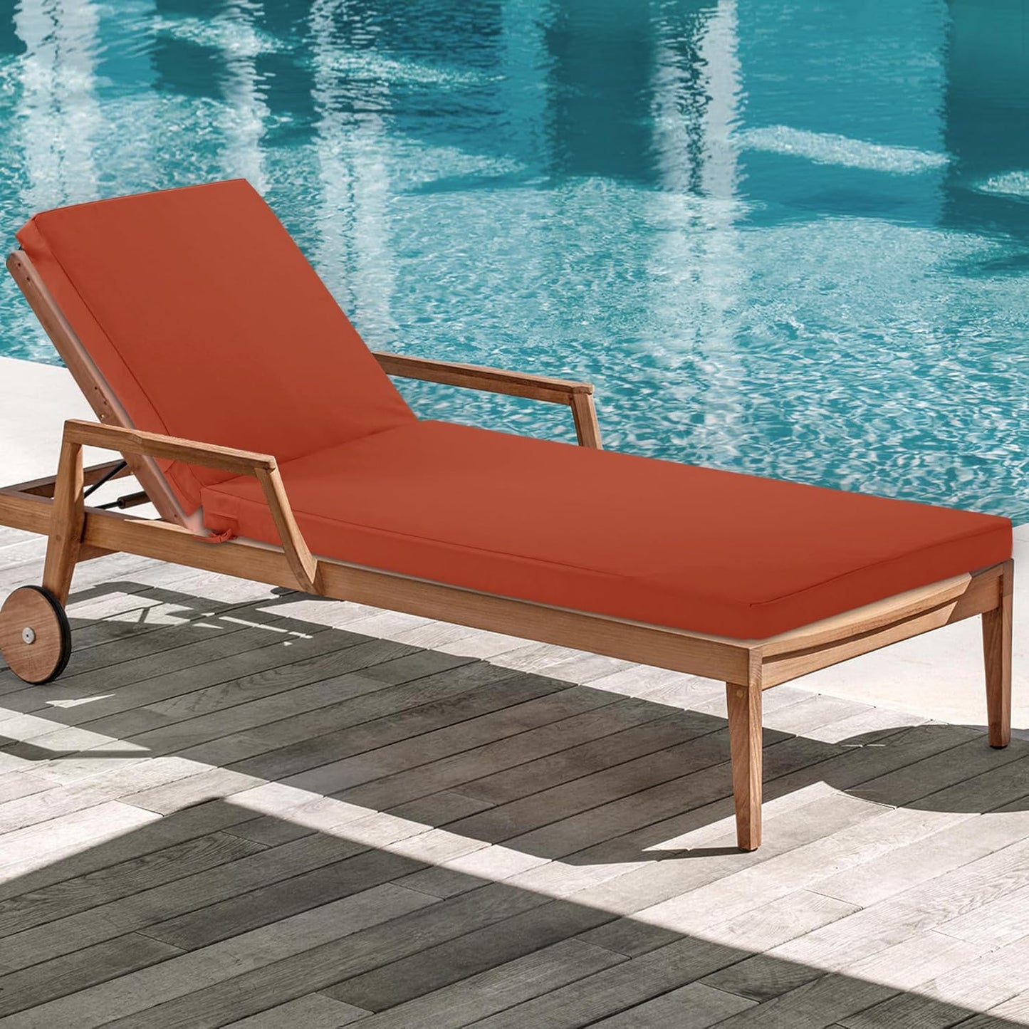 Chaise Lounge Cushions Outdoor - Waterproof and Fade Resistant Sun Lounger Replacement Cushions - Patio Lounger Pads with Removable Cover for Pool, Deck, Lawn, 72 x 21 x 3 Inch, Rust