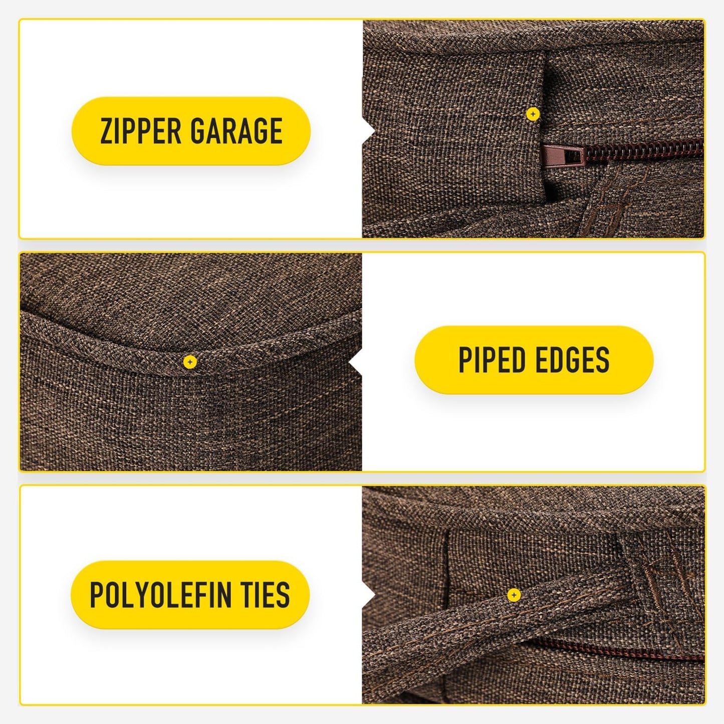 SUNROX Gel Memory Foam Chair Cushions, FadeShield Water-, Stain-Resistant Durable Reversible Seat Cushion Pads with Ties for Indoor/Outdoor Kitchen Dining Office 17"x16" Set of 6, Heather Chestnut