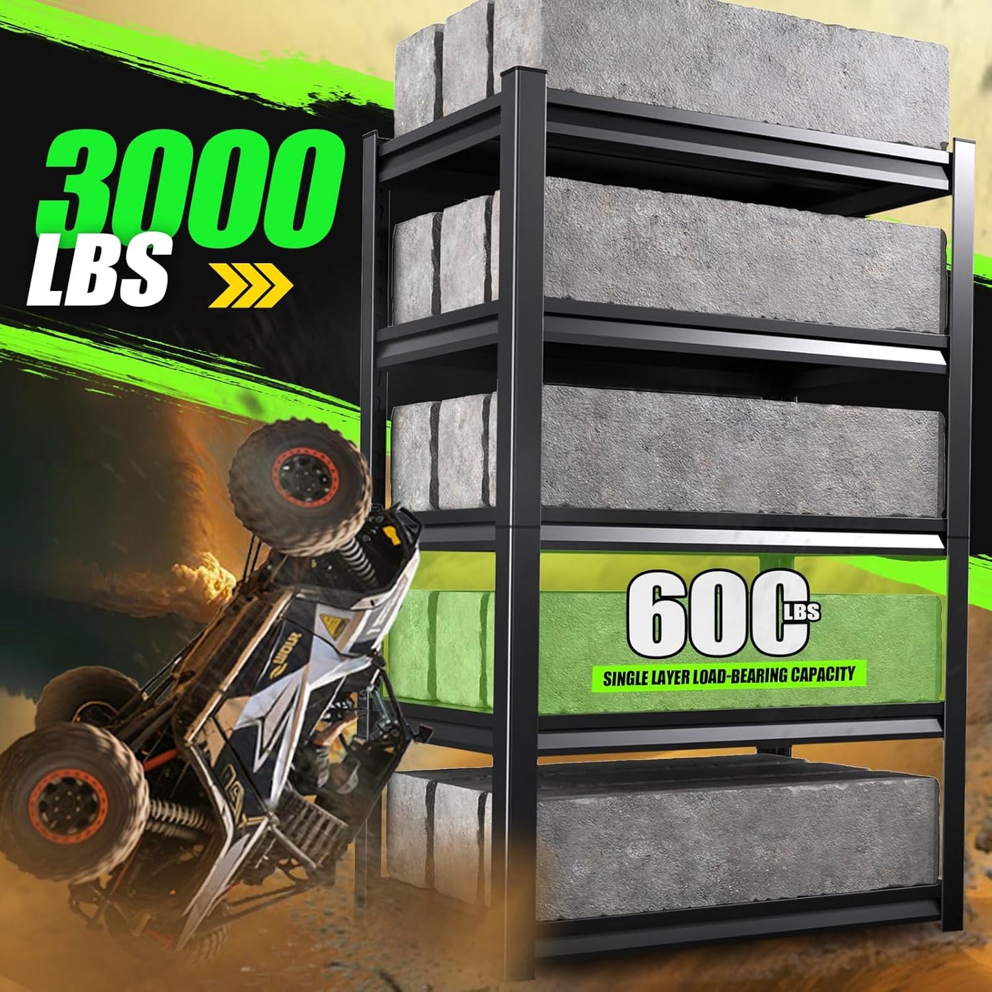 59''W Storage Shelves,5 Tier Garage Shelving 3500LBS Heavy Duty,Metal Shelves Adjustable Industrial Shelving Units,Rustproof Shelf Rack for Garage 72''H*59''W*19.7''D，2 Pack