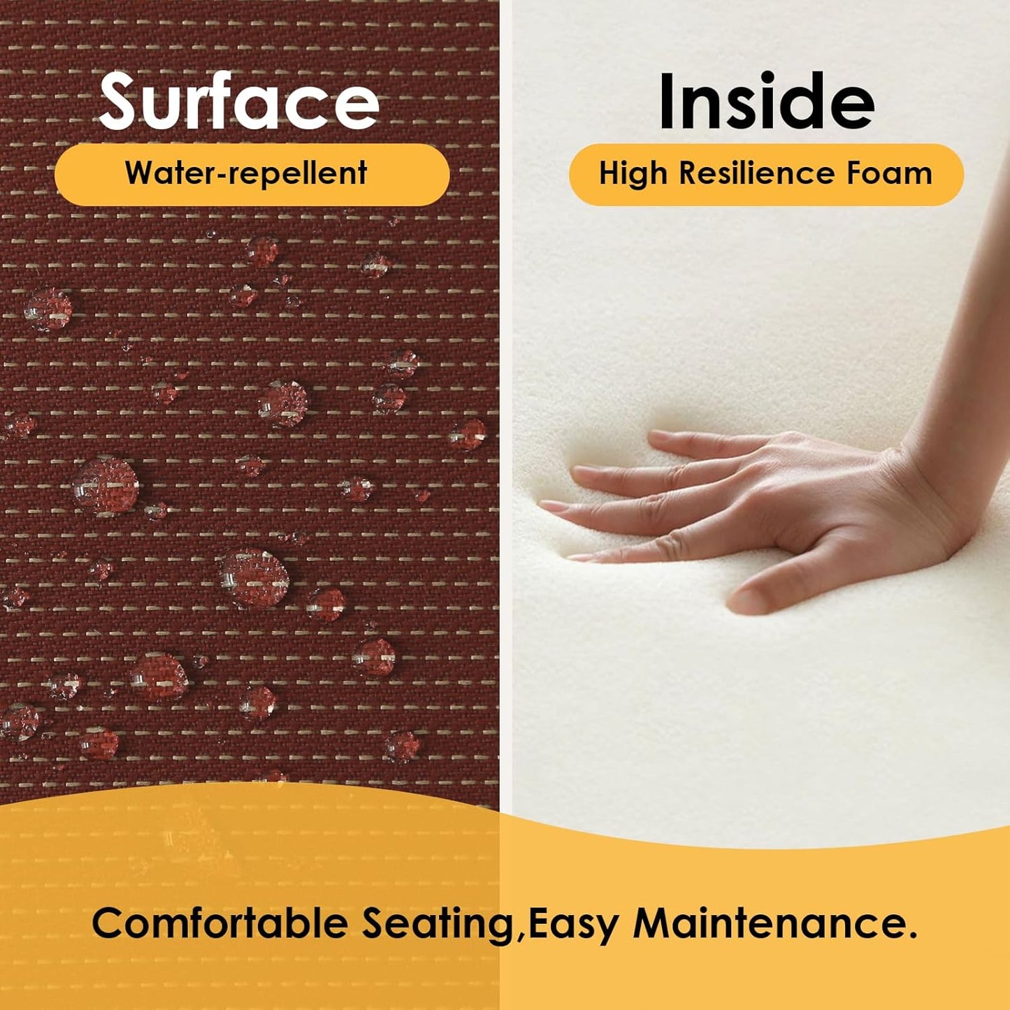 Outdoor Square Corner Seat Cushion, 19"x19"x3", Set of 4, Non Slip Seat Cushion Pads with Removable Cover for Patio Furniture, Garden Yard Lawn, Tan Dotted Red Base