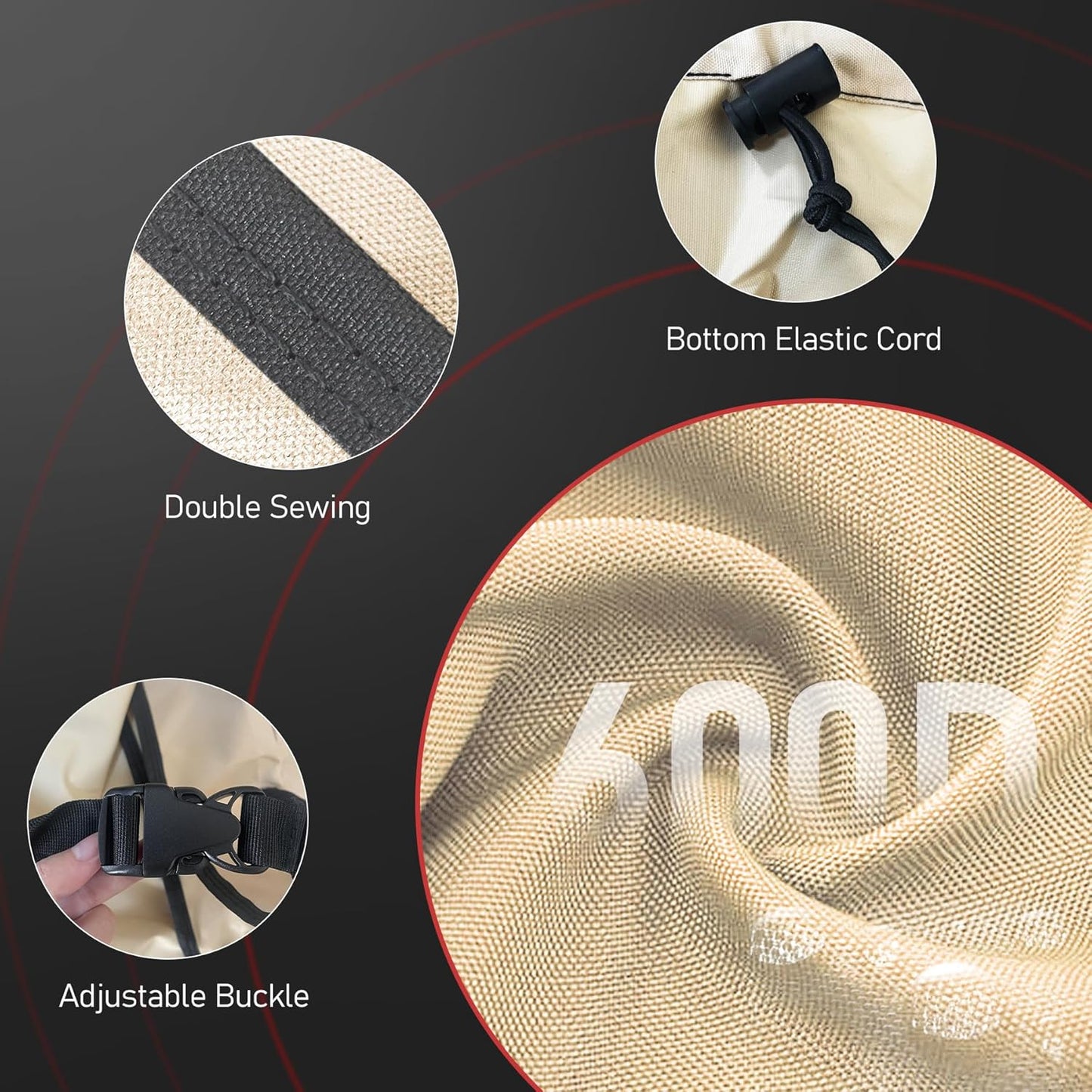 Fire Pit Cover Round 44 Inch - Outdoor Firepit Cover Waterproof & Heavy Duty, 600D Patio Fire Table Cover Gas Fire Pit Accessories Fade & Weather Resistant - 44 x 44 x 24 Inch