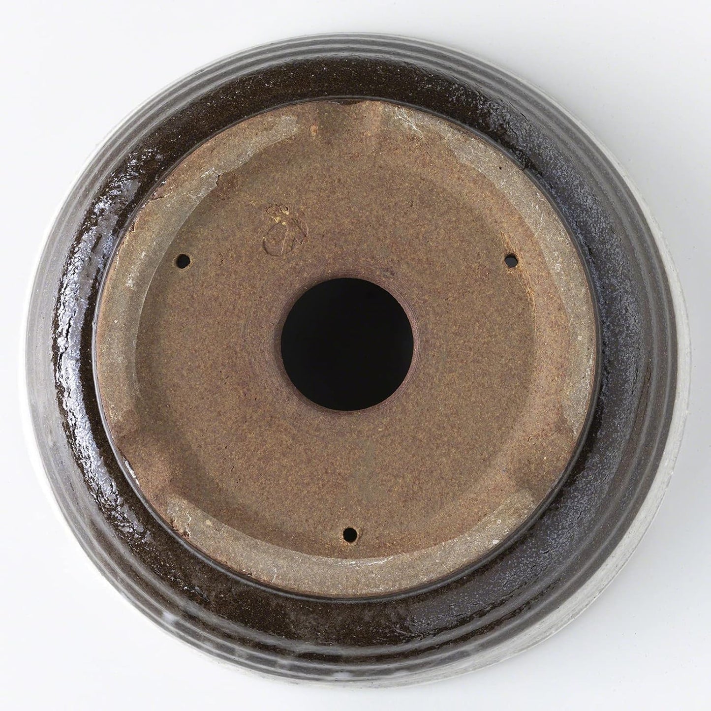 Wazakura Shigaraki Series Handmade White Stripe Glazed Ceramic Bonsai Pot with Drainage Hole, 8.2 (210 mm) Made in Japan, Garden Training Container, Flower Planter, Succulent Bowl - Big Size