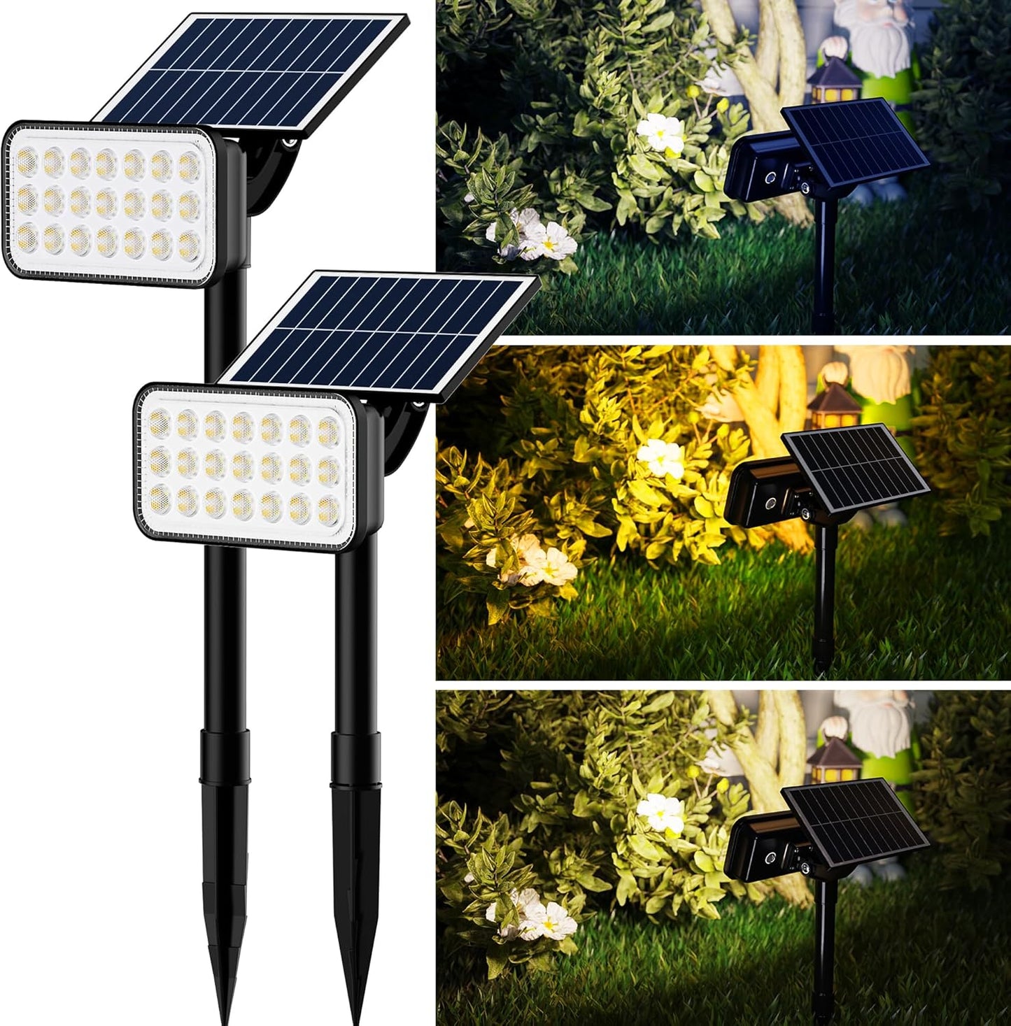 JACKYLED Solar Spot Lights Outdoor, 84 LEDs Solar Lights for Outside with 5 Modes Auto On/Off, IP65 Waterproof Landscape Spotlights for Yard Garden Decorative, Walkway, Driveway, 2 Pack