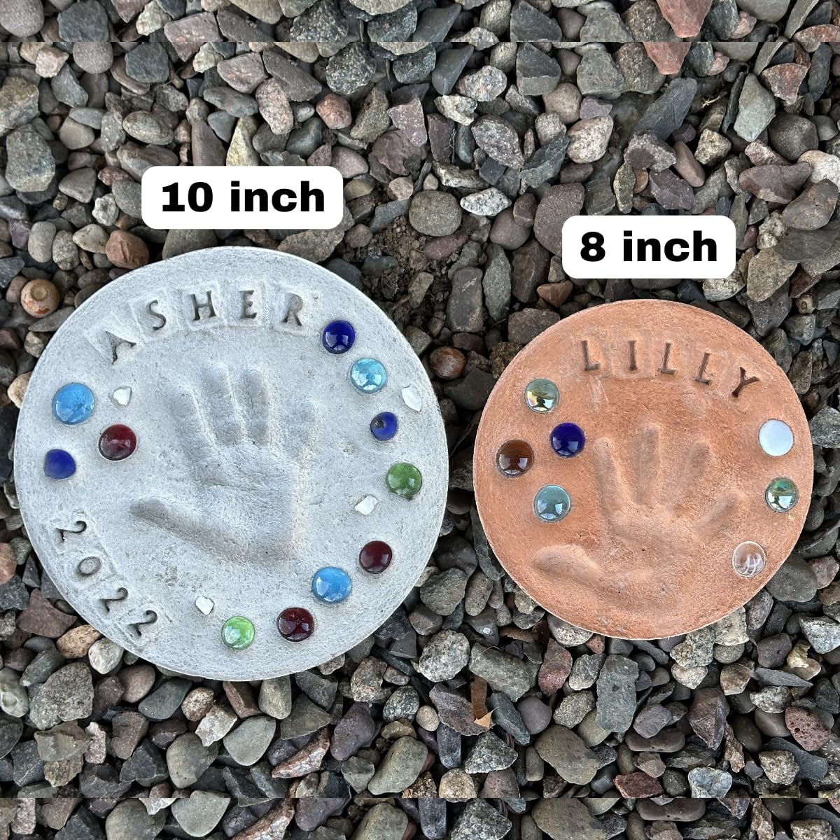 DIY Stepping Stone Kit with Color Pigment, Handprint Stepping Stone, Mother's Day Gift, Footprint Stepping Stone (8 Inch, Yellow)