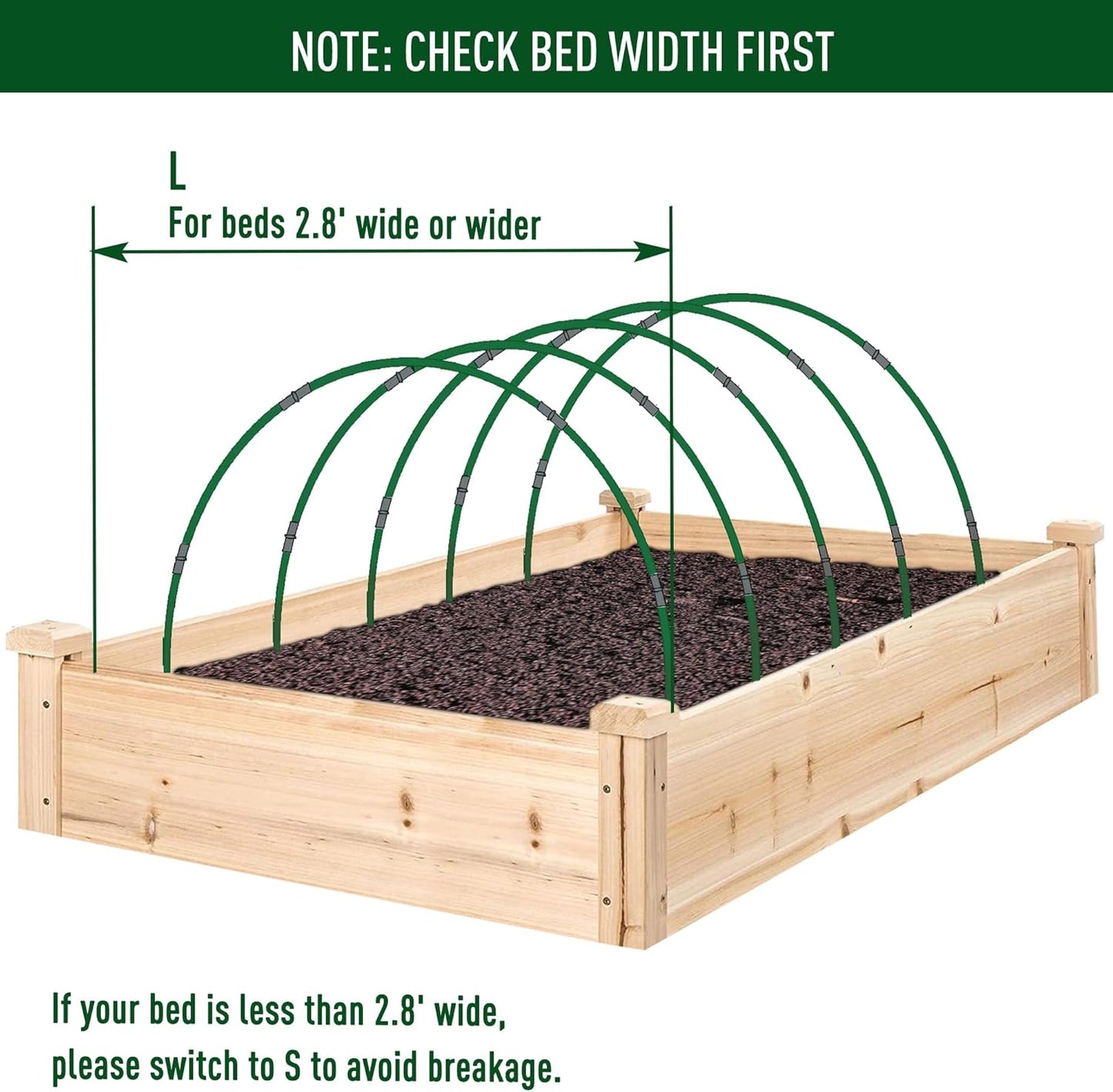 MAXPACE Greenhouse Hoops for DIY 2.8ft or Wider Grow Tunnel, Rust-Free Fiberglass Support Hoops Frame for Garden Fabric, DIY Plant Support Garden Stakes, Gardening Supplies, 50pcs