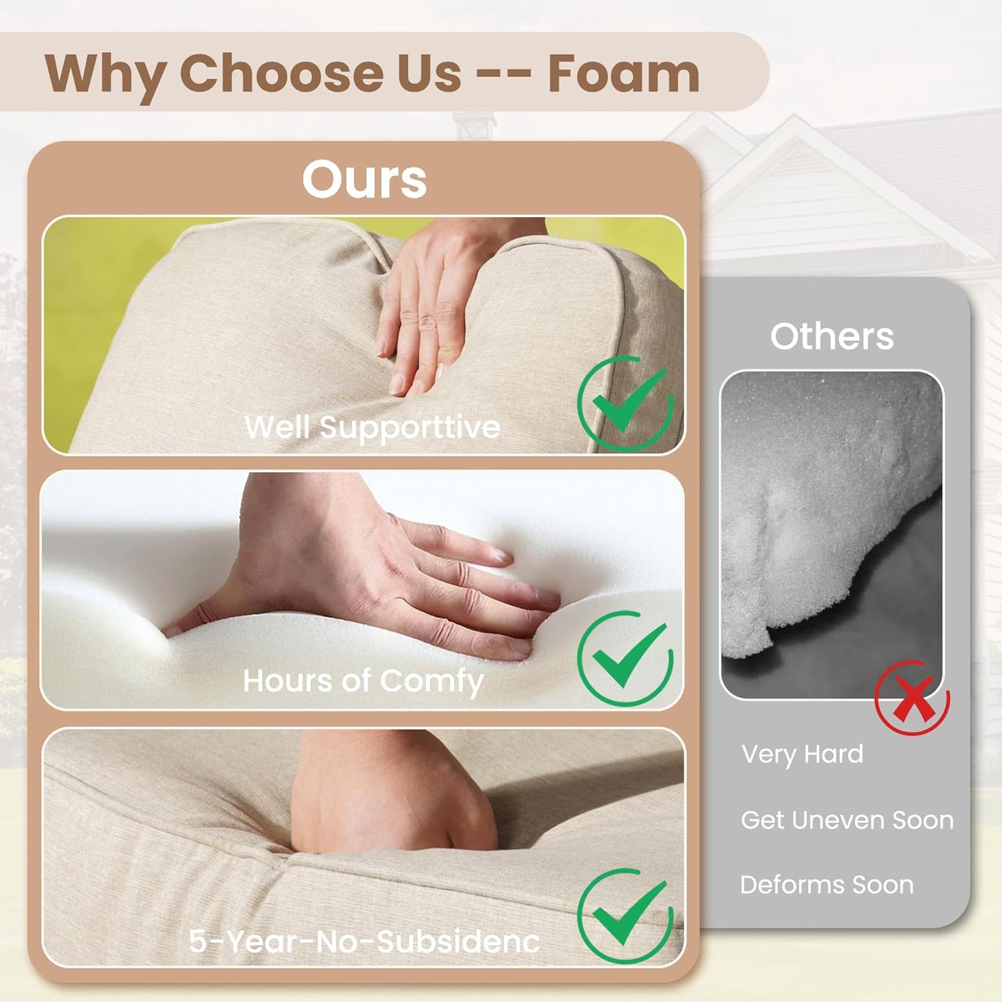 HOOOWOOO Patio Furniture Set,6 Pieces Outdoor Conversation Set,All Weather Wicker Loveseat Sofa Set with High Back Chairs Table,Beige