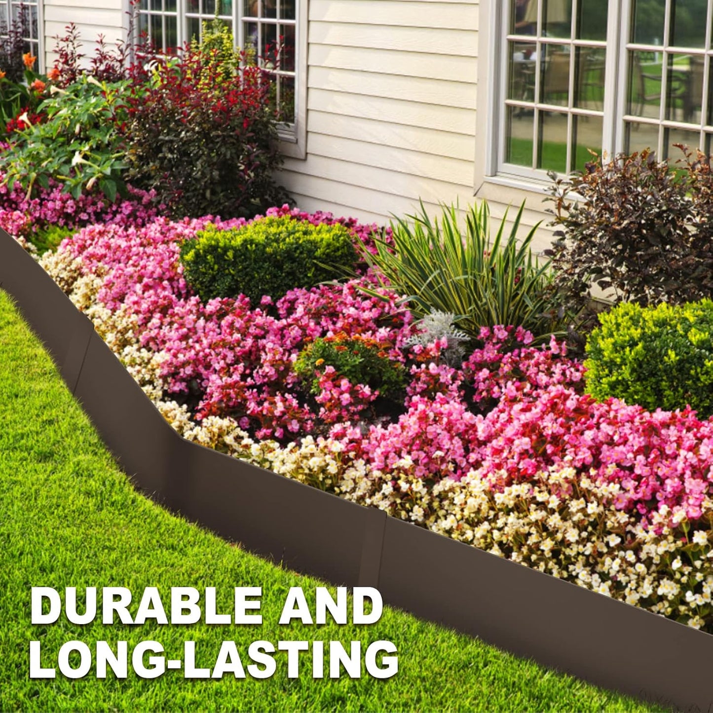 Steel Landscape Edging 40 Inch Strips, Steel Edging 4 Inch Depth, 6 Pack Hammer in Landscape Edging, Metal Landscape Edging, Metal Edging for Landscaping（Brown