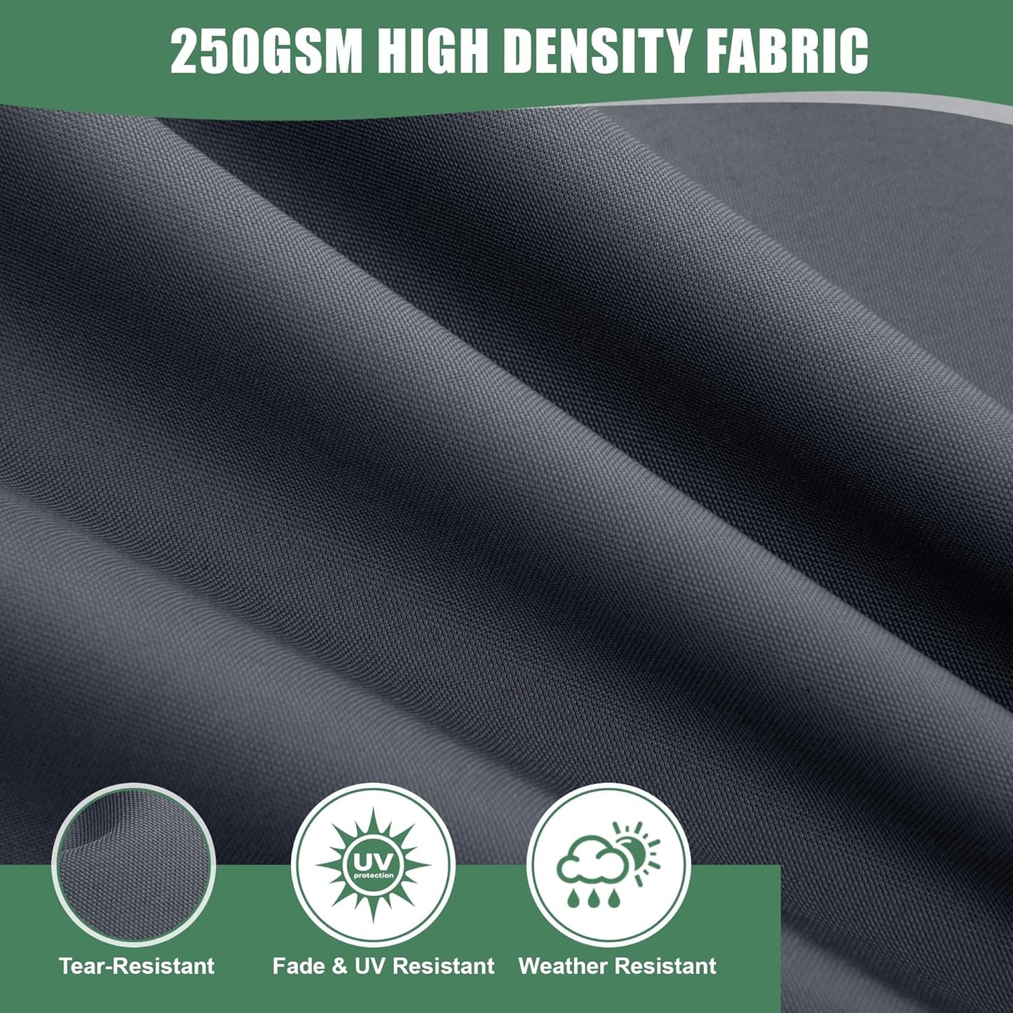 Chaise Lounge Cushions Outdoor Set of 2 - Waterproof and Fade Resistant Sun Lounger Replacement Cushions - Patio Lounger Pads with Removable Cover for Pool, Deck, 80 x 26 x 3 Inch, Dark Grey