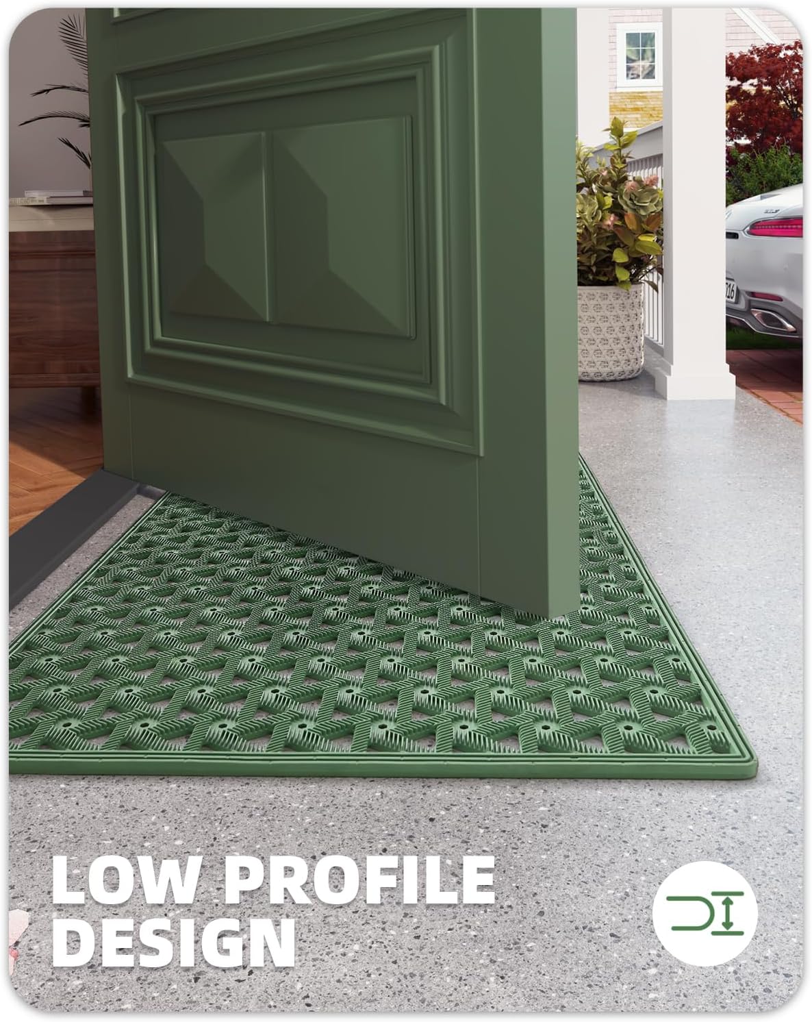 Color&Geometry Door Mat Outside Entrance with Drainage, Rubber Heavy Duty Dirt Trapper Waterproof Outdoor Welcome Mat, Outdoor Mats All Weather for Front Back Door Patio Entryway Entry, 24"X36" Green