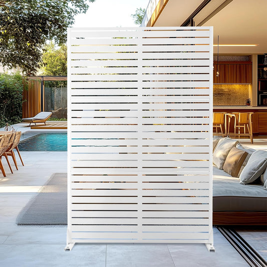Outdoor Privacy Screen,72" H×47" W Metal Privacy Screen, Freestanding Privacy Fence Panels for Patio