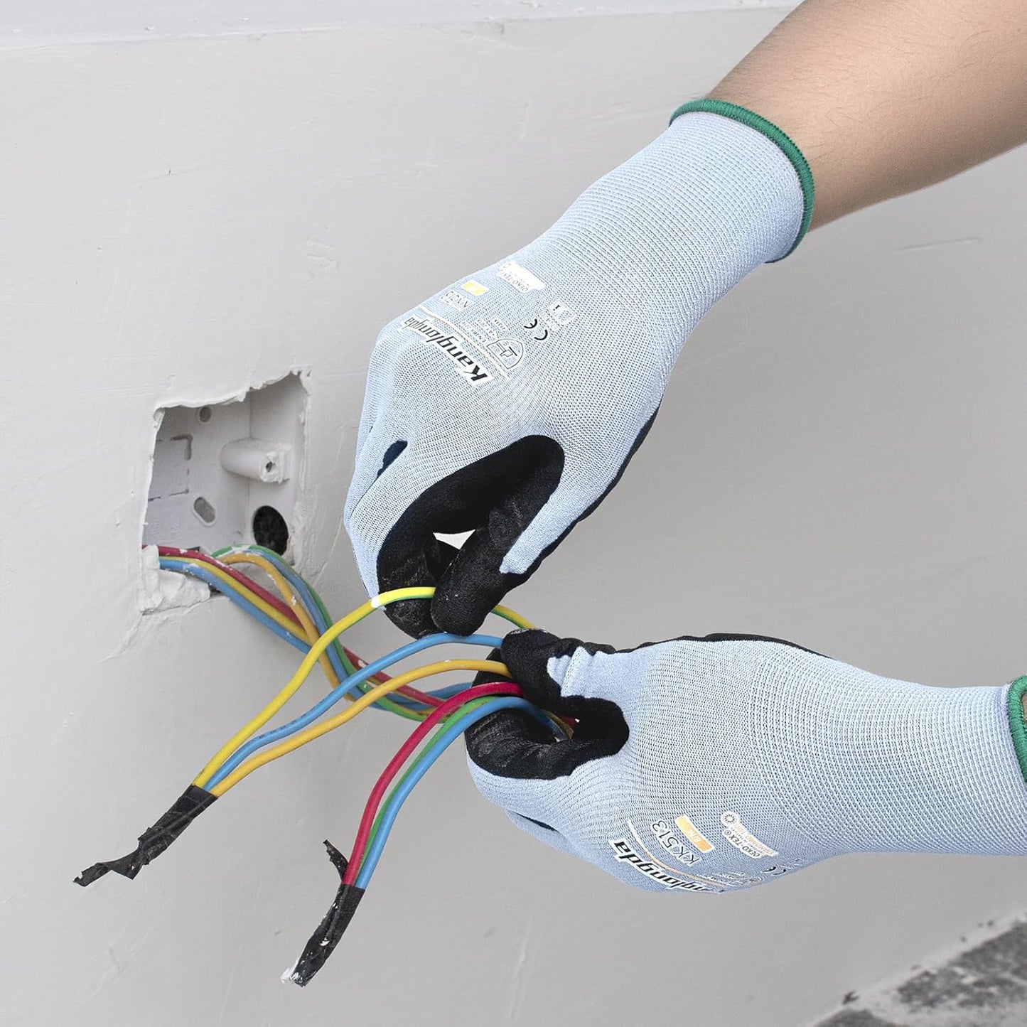 3-Paris Medium Work Gloves for Men and Women, Nitrile Coated Safety Protective Gloves with Grip, Ideal for Gardening, Warehouse, Mechanic, Light Duty Construction Work