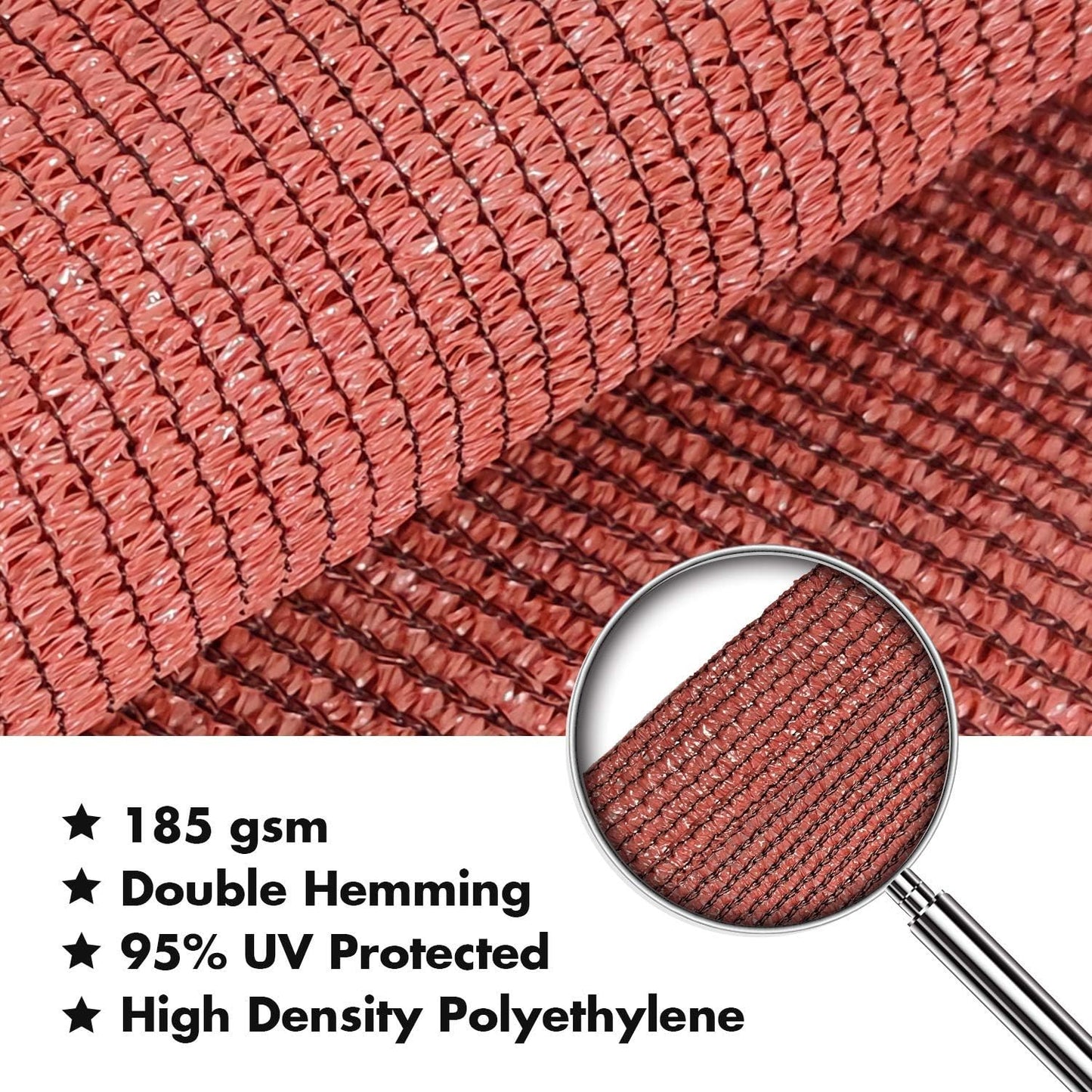 KANAGAWA Sun Shade Sail 8'x10' Rust Red Rectangle UV Block Canopy Cover for Patio Backyard Lawn Garden Outdoor Activities