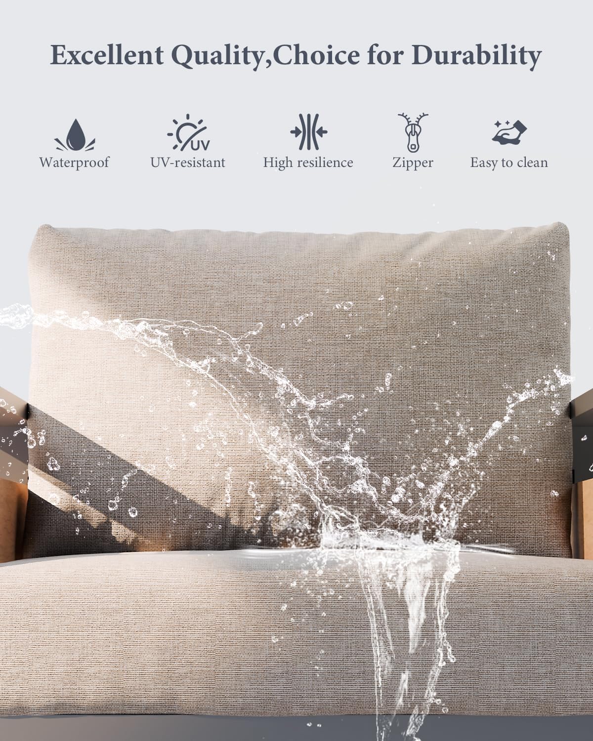 ZANDOR Aluminum Outdoor Patio Furniture - 2 Pcs Armchairs and Coffee Table, All-Weather Metal Modern Outside Furniture with Washable Thick Cushion for Garden/Backyard/Porch, Grey