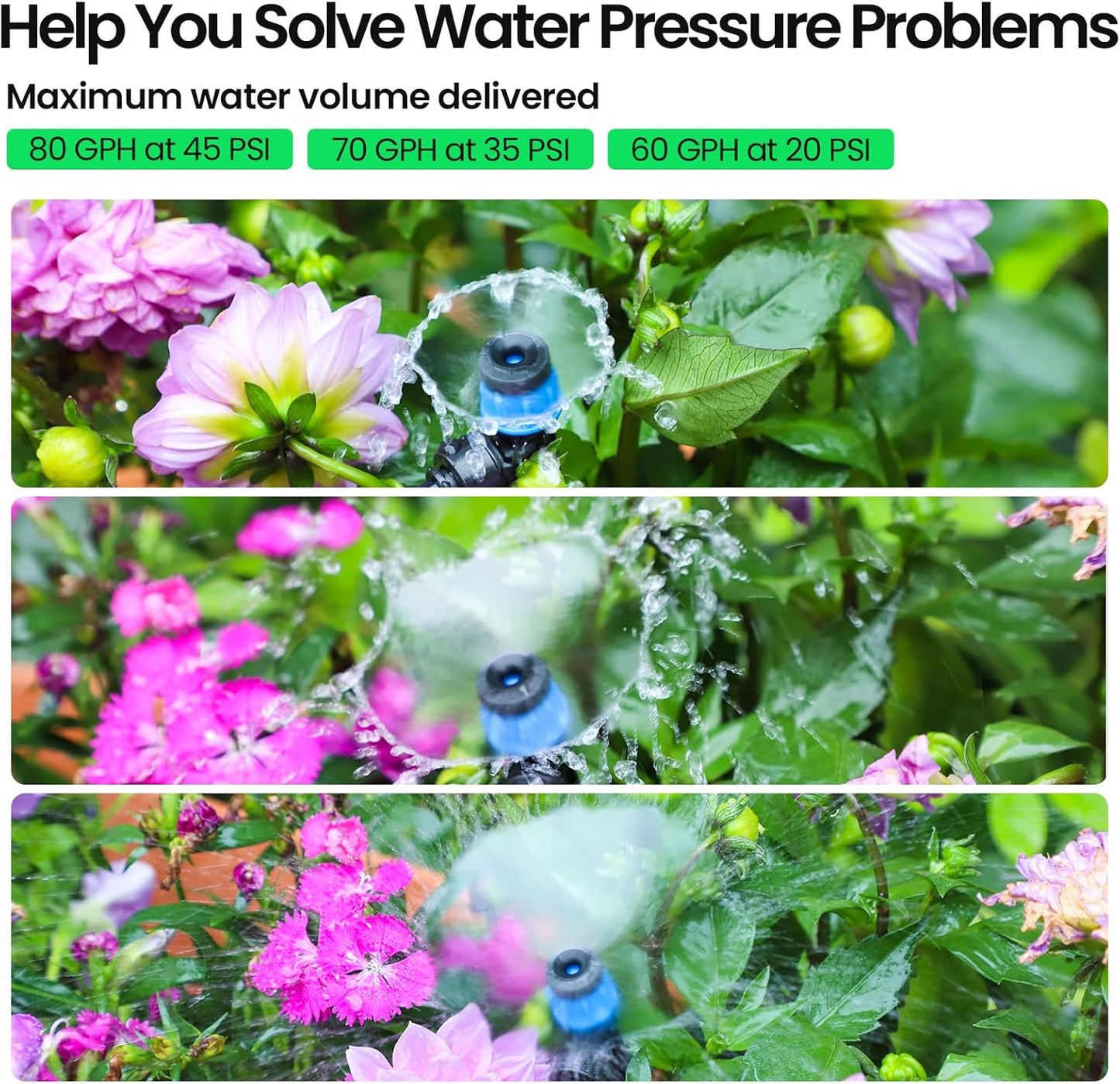 MIXC 50 FT 1/2 Inch Drip Irrigation Tubing Kit:Premium Garden and Landscape Watering System with 4 Quick Connector 4-Way Connector