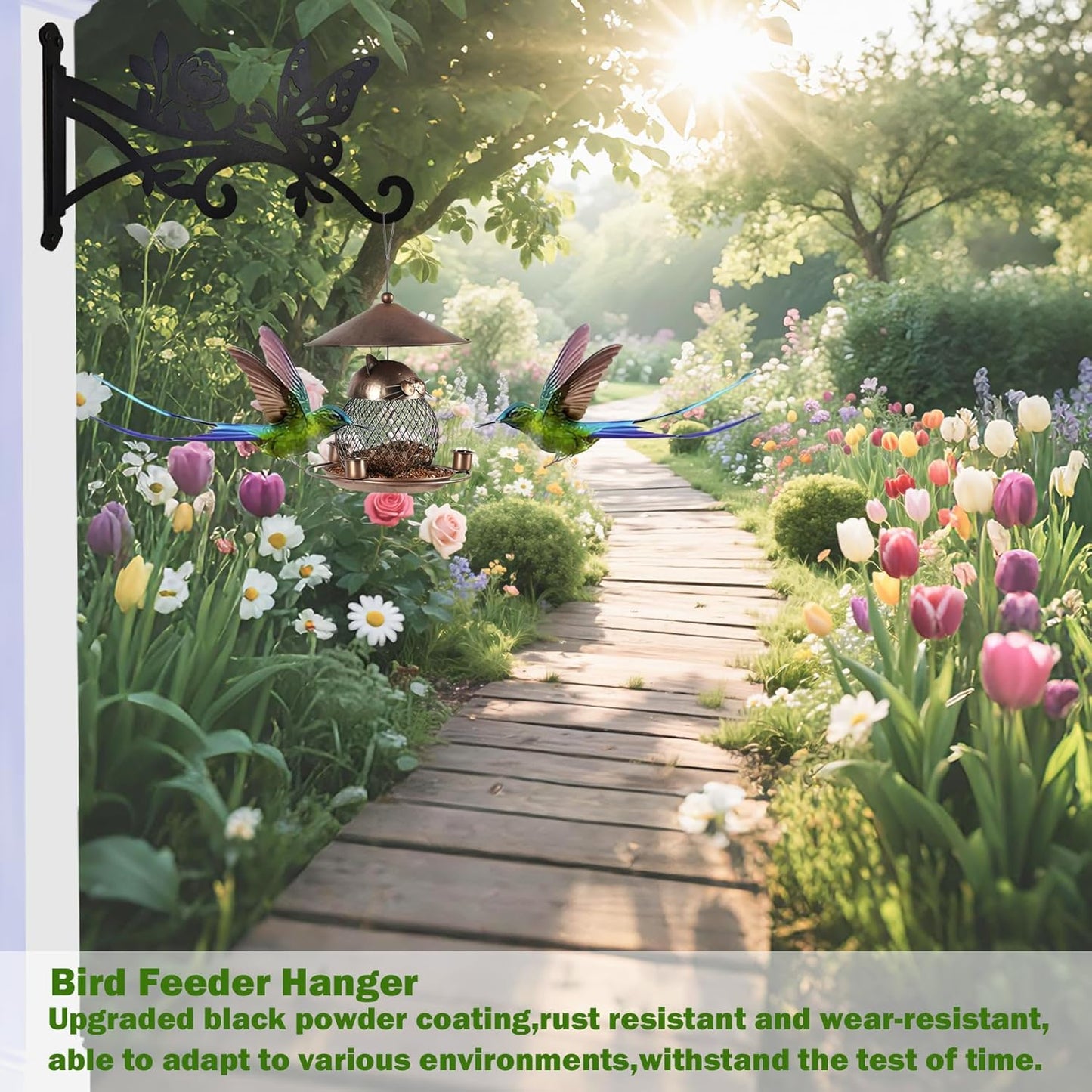 4 Pack Plant Hanger Hook,12in Heavy Duty Hanging Basket Hooks, Metal Plant Wall Hanger with Butterfly Pattern,Plant Bracket for Outdoor or Indoor Hanging Plants,Bird Feeder,Lantern,Home Decor