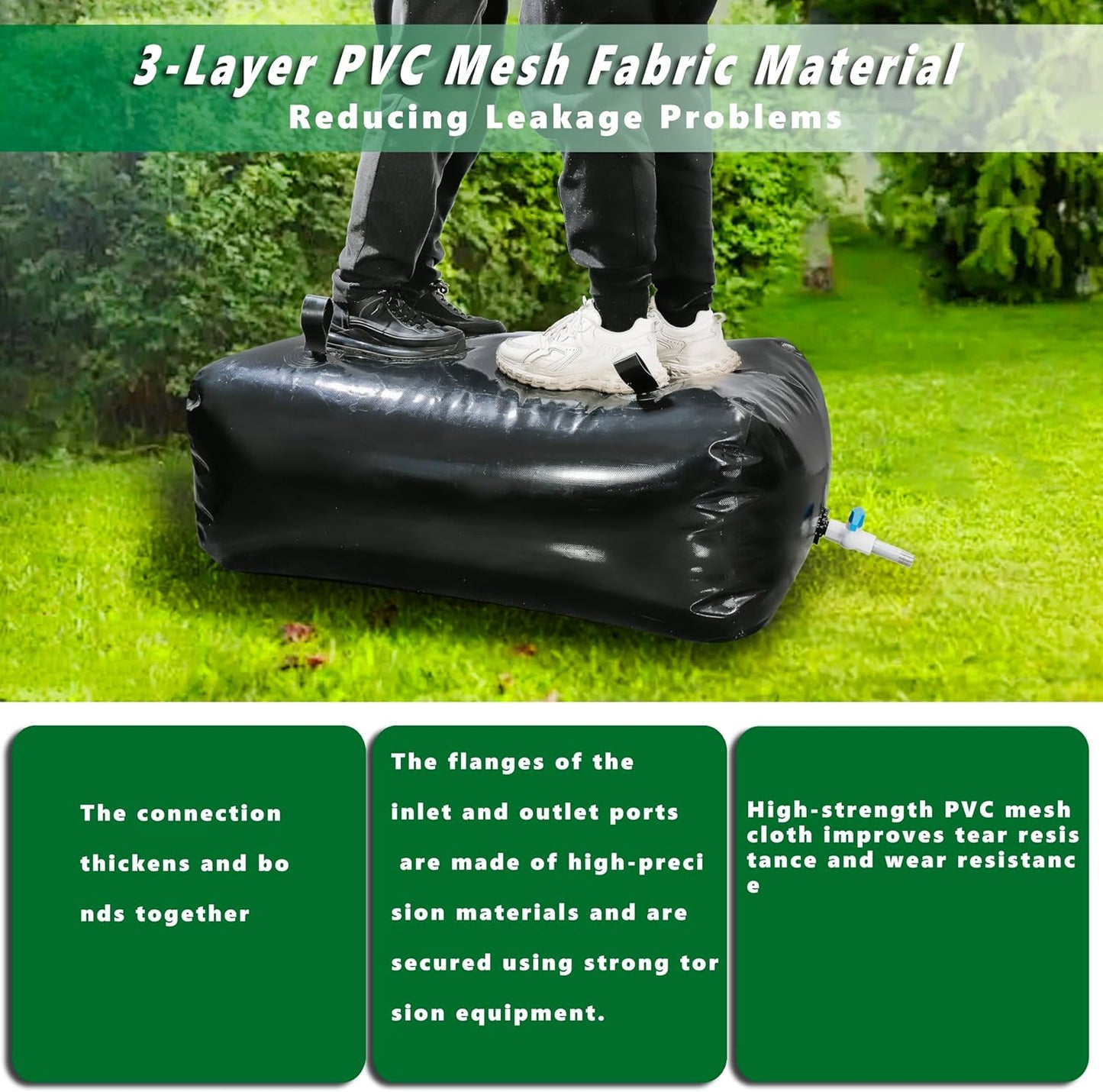 MXQMKL 1000 L/264 gal Water Bladder Storage Containers, Foldable Portable Water Tank Large Capacity Soft Water Bag, Drought Resistance, Fire Prevention, Emergency Water