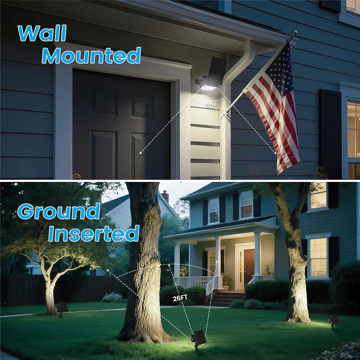 VOLISUN Solar Spotlight Outdoor, IP67 Waterproof Solar Landscape Spot Lights，Uplights for Yard Garden Pathway - 12 Pack (Cool White) 27 LED 3 Lighting Modes