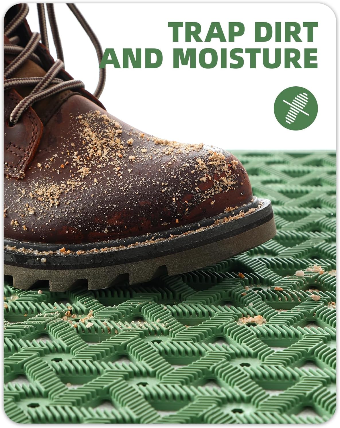 Color&Geometry Door Mat Outside Entrance with Drainage, Rubber Heavy Duty Dirt Trapper Waterproof Outdoor Welcome Mat, Outdoor Mats All Weather for Front Back Door Patio Entryway Entry, 24"X36" Green