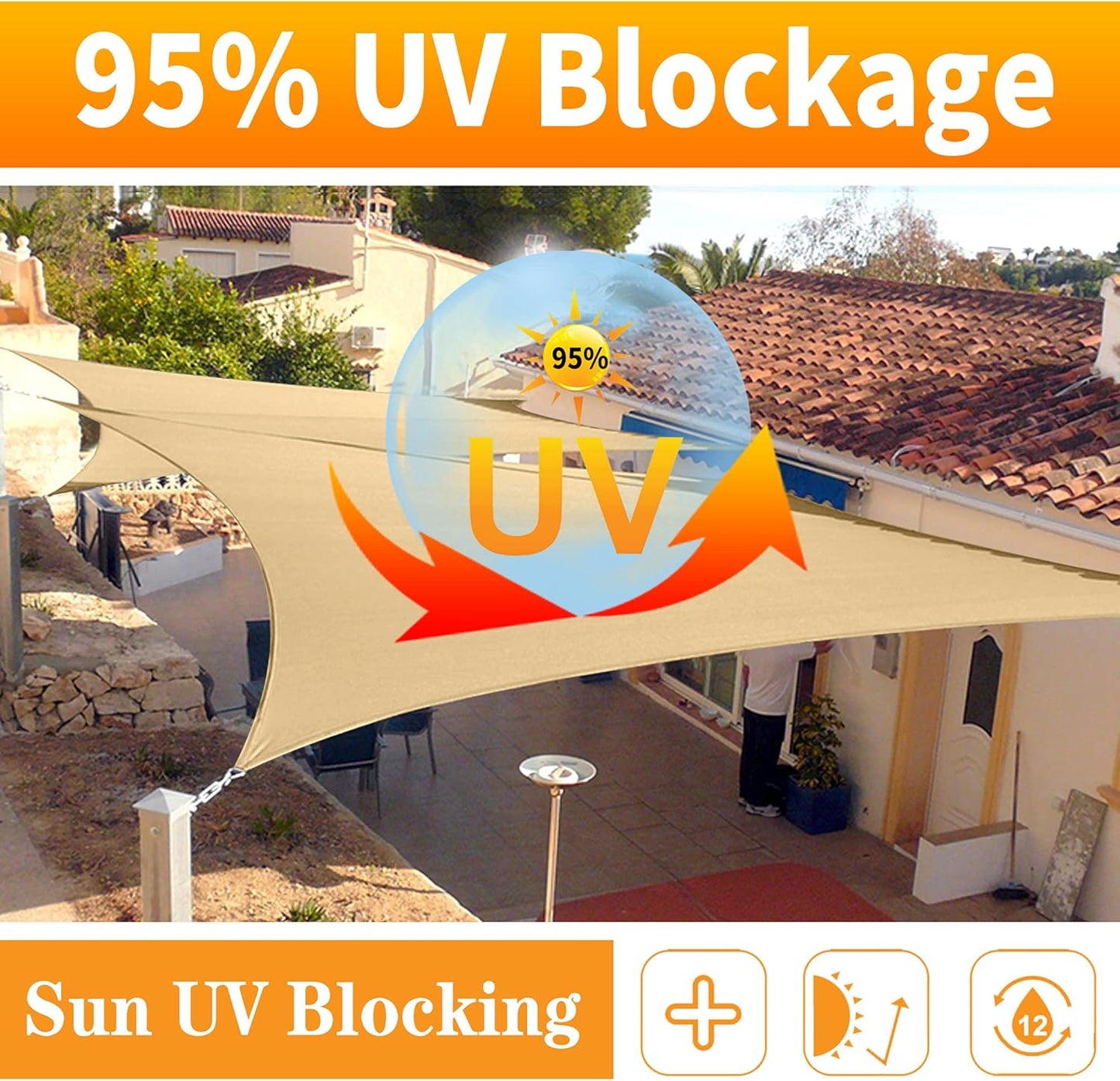 22' x 23' Green Rectangle Sun Shade Sail SSP1212 Canopy Durable Fabric UV Block Awning We Make Custom Orders