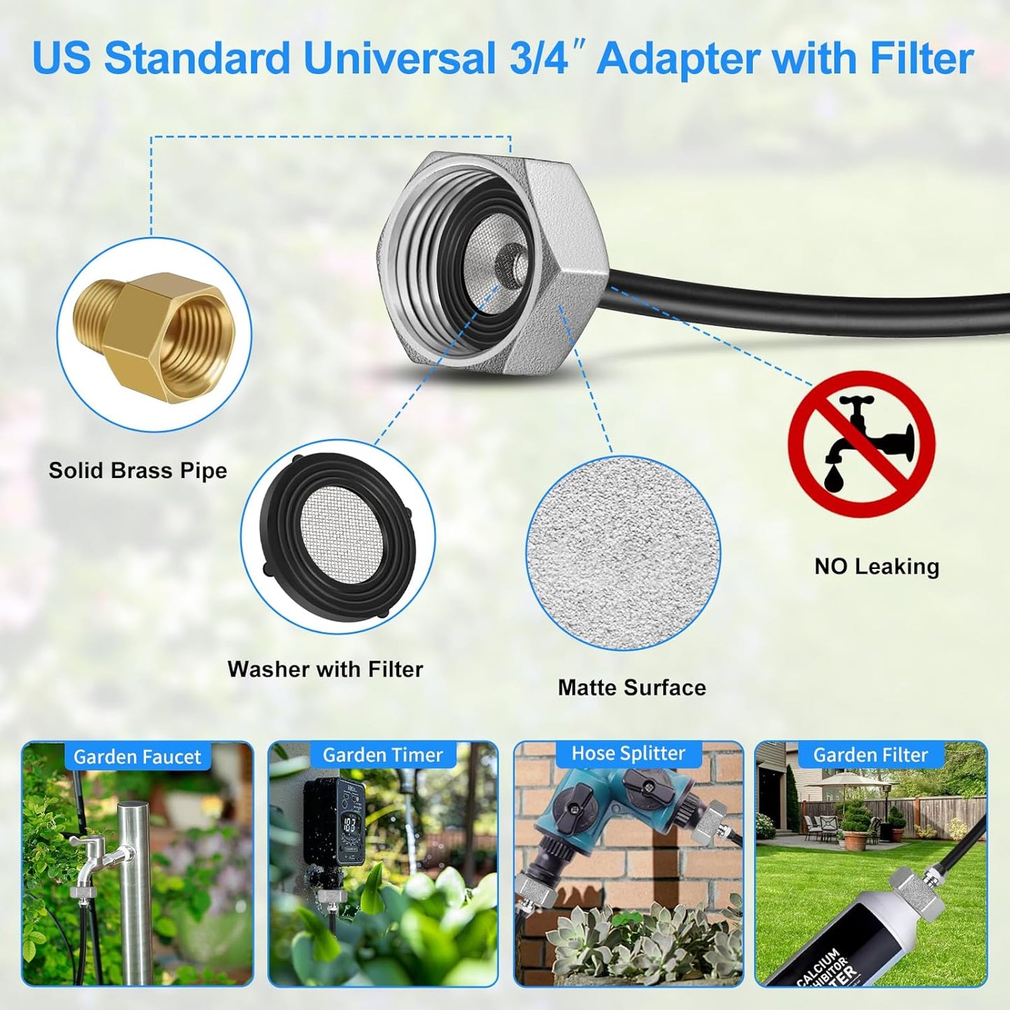 GOXAWEE Misting System, 59FT (18M) Misting Line + 20 Brass Mist Nozzles + Brass Adapter(3/4"), Misters for Outside Patio Cooling Outdoor Garden Greenhouse Trampoline for Waterpark