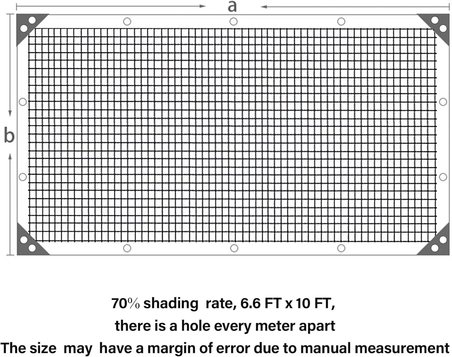 winemana 70% Black Shade Cloth, 6.6 x 10 FT Mesh Tarp with Grommets, Garden Sunblock Shade Cloth Shading Antifreezing for Plants Cover, Greenhouse, Barns Kennel, Patio, Tomatoes