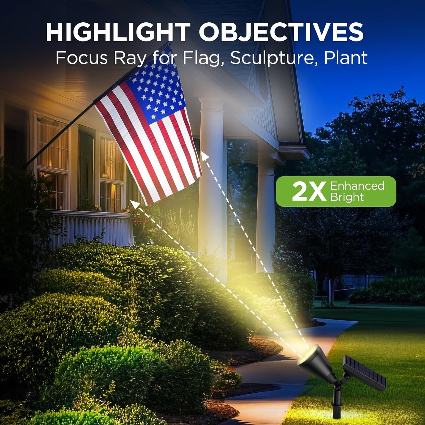 InnoGear Solar Spot Lights, Outdoor Solar Lights Solar Spotlights Flag Pole Light Waterproof Landscape Lighting Outside for Flag Uplighting Backyard Patio Pathway Statue Palm Tree Sign, Warm White