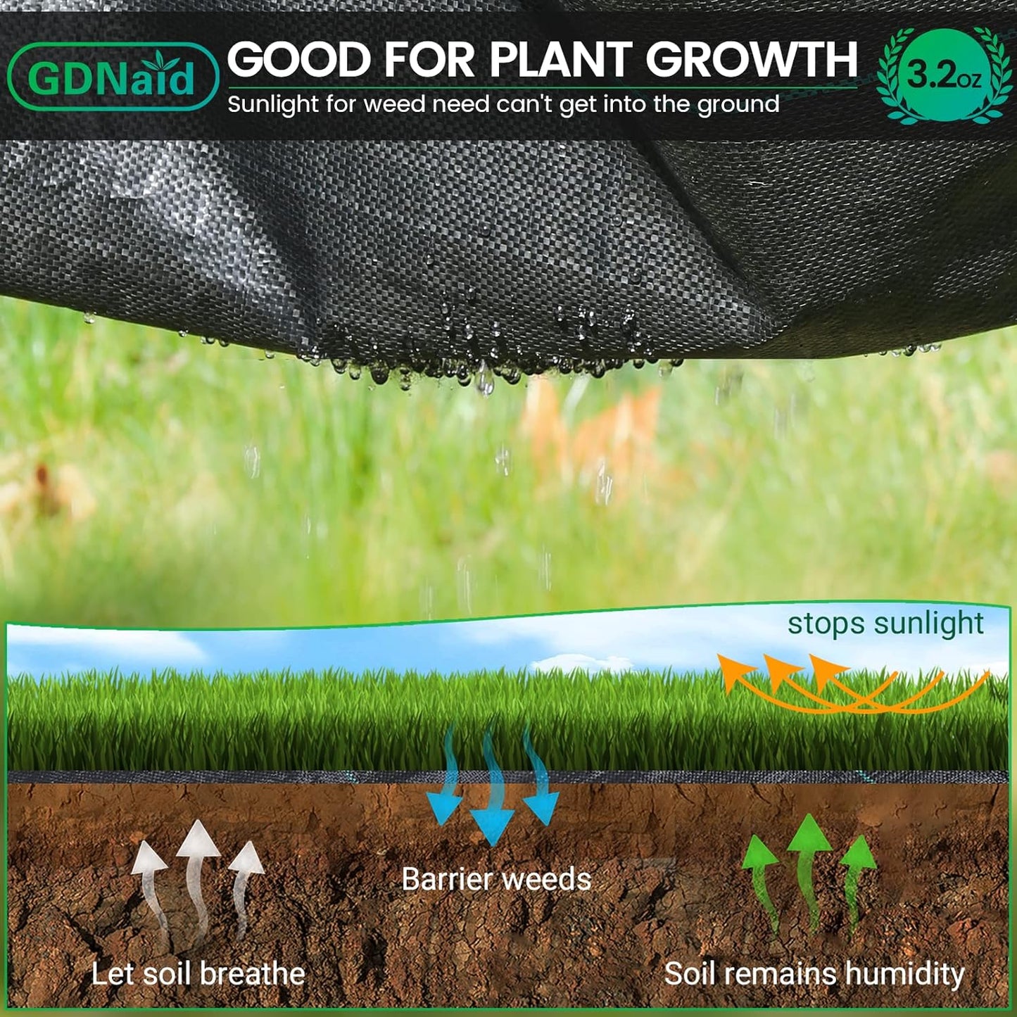 Weed Barrier Fabric 5ftx100ft Landscape Fabric, 3.2oz Weed Barrier Fabric Weed Fabric, Garden Landscaping Fabric