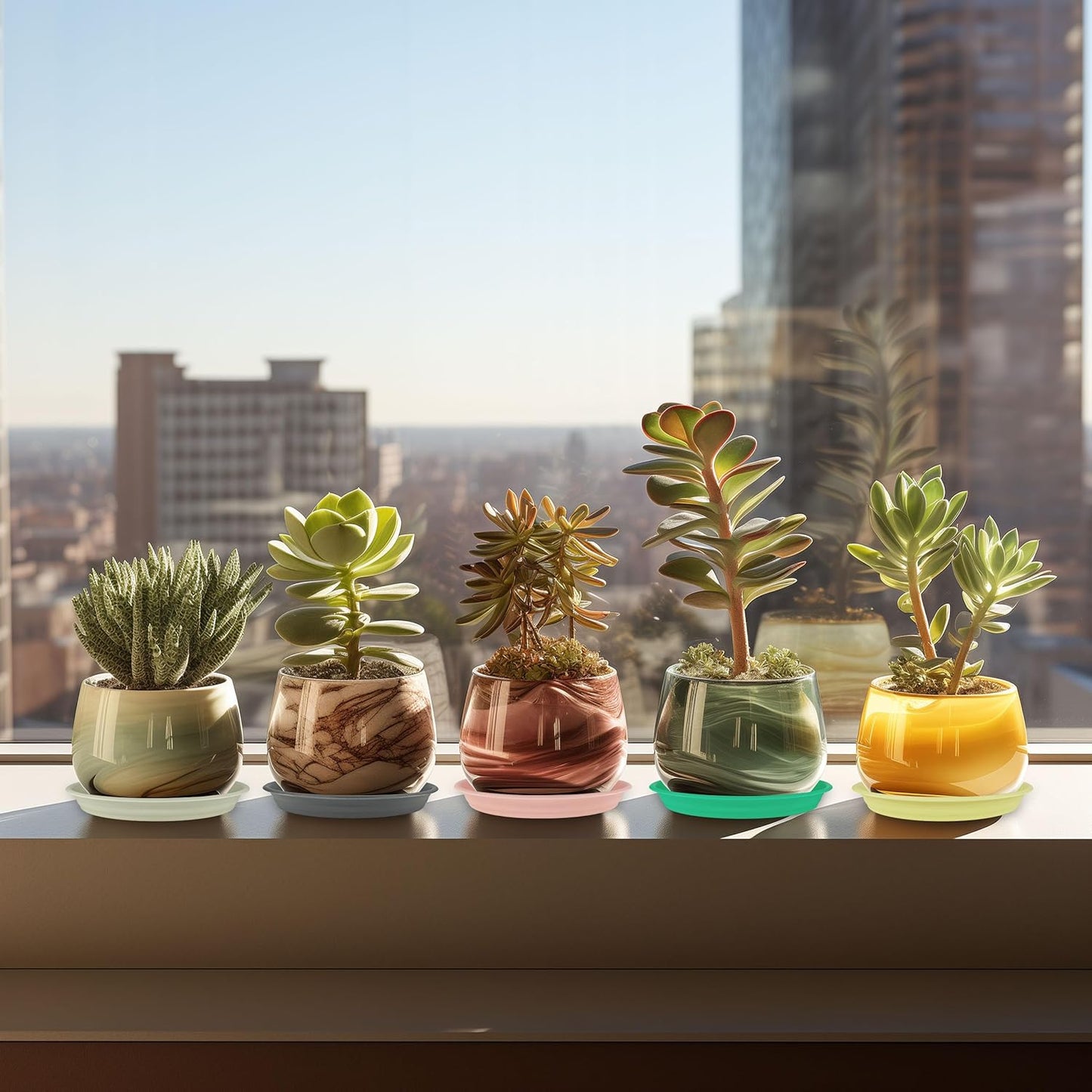 12Pcs Colourful Plant Saucer, 6 8 10 Inch Durable Plastic Plant Tray, Round Plant Pot Saucers, Drip Tray for Indoor and Outdoor Garden, Semi-Clear