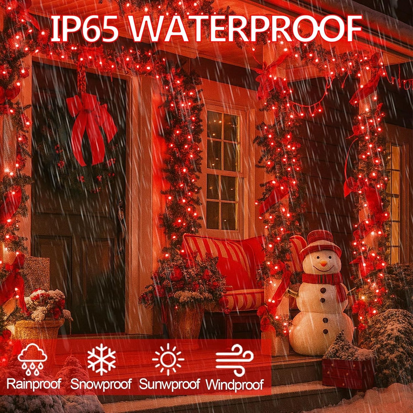 Extra-Long 144FT Solar String Lights for Outside, 2 Pack 400LED Solar Fairy Lights Outdoor, Waterproof Copper Wire with 8 Modes Twinkle Lights for Tree Garden Party Xmas Wedding Decor (Red)