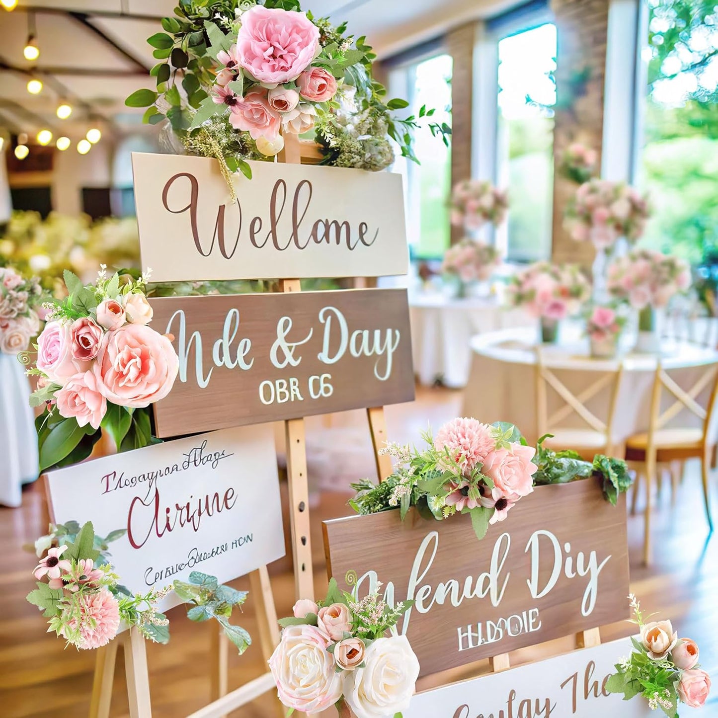 AGIRL Rose Artificial Flowers Combo Fake Flowers Pink Roses Silk Flowers with Stems for DIY Bridal Wedding Bouquets Centerpieces Arrangements Table Party Baby Shower Home Decor