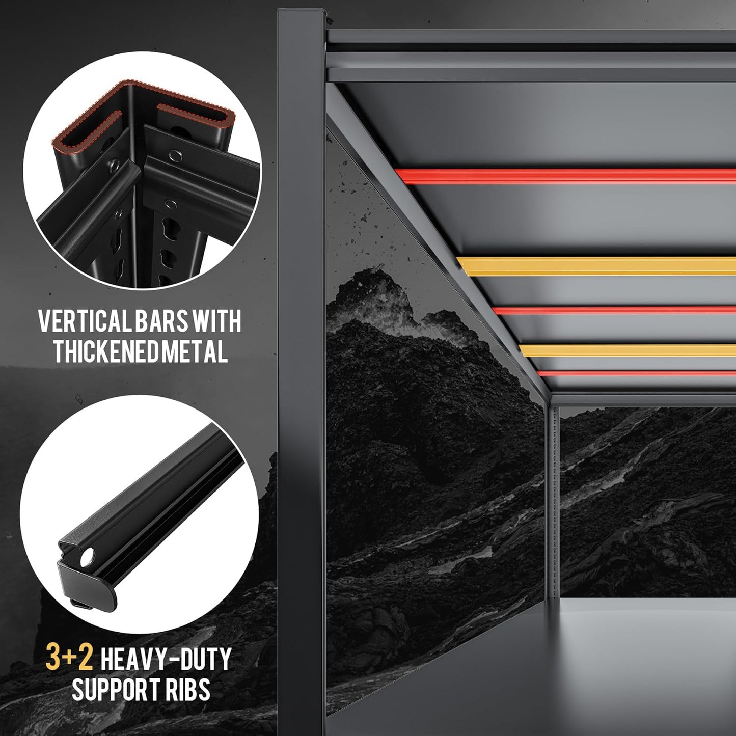 59.8" W x 72.2" H x 24.2" D Metal Storage Shelves, 2650LBS Garage Shelving Unit with Adjustable Shelf, 5 Tier Storage Rack for Garage, Pantry, Warehouse, Basement, Black, 2 Pack