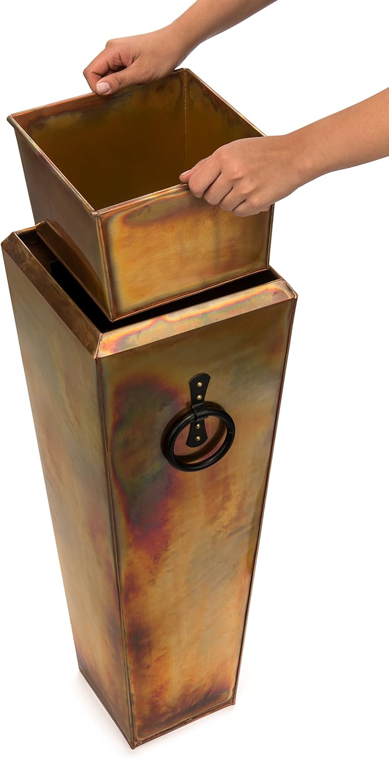 H Potter Patio Deck Indoor Outdoor Garden Flower Planter Set of 2 Rustic with Tray