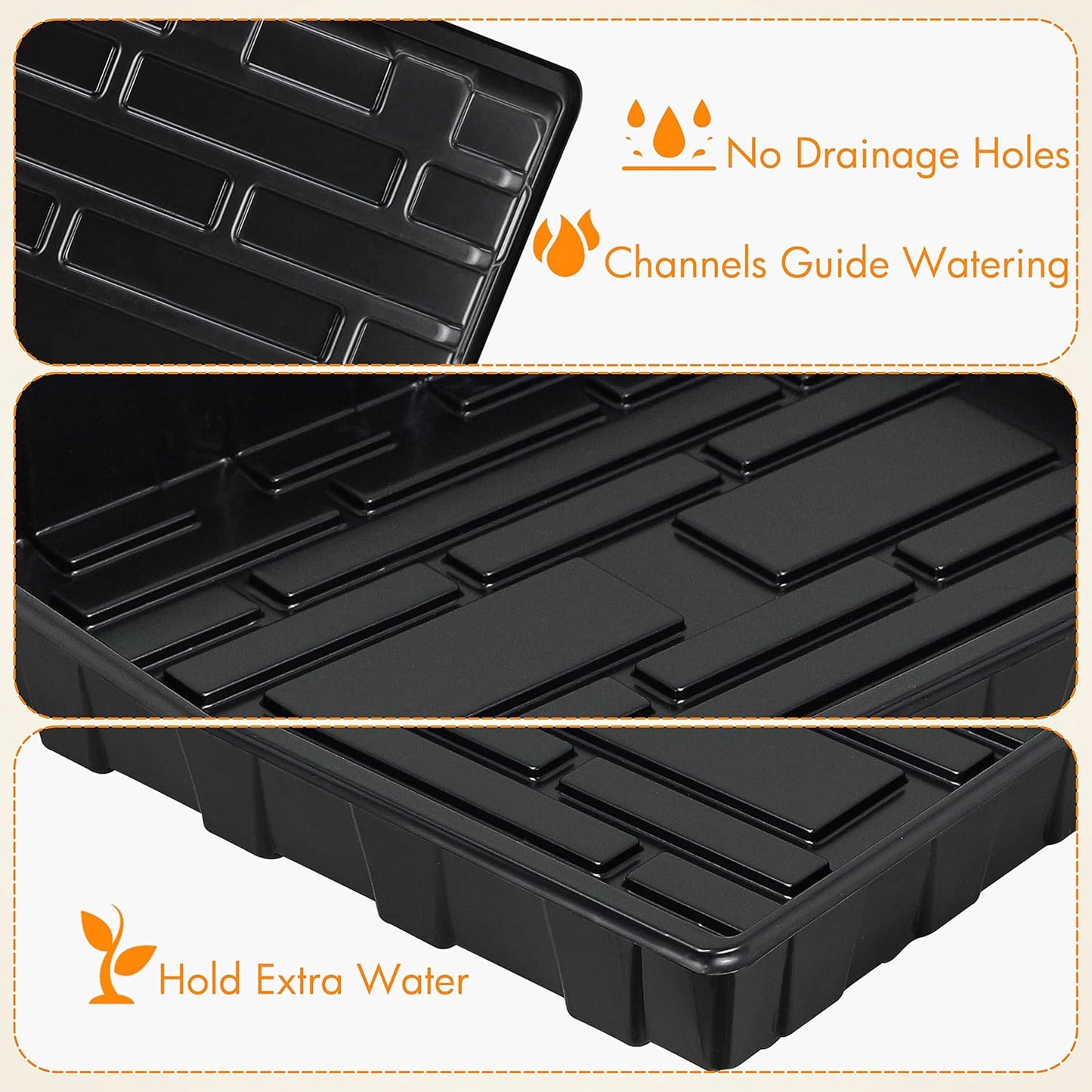 Gardzen 10 Pack Seed Trays, Reusable Plant Grow Trays, Ideal for Seed Starting, Microgreens, Indoor Gardening, and Greenhouse Plant Nurseries - No Drain Holes, 17.3" x 13"