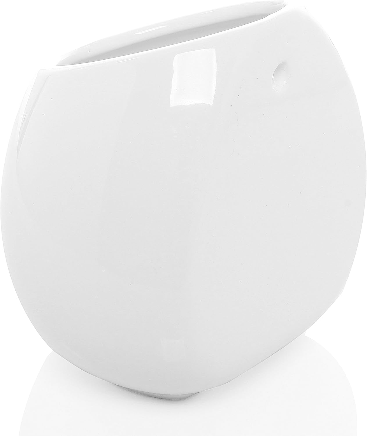 MyGift 6-inch White Ceramic Wall Planter Vase - Hanging or Desktop Succulent Plant String of Pearls Cactus Indoor Pots, Set of 2