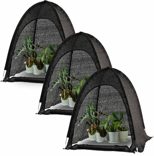 Porayhut Pop up Sunshade Cloth Pack of 2,Easy Open Crop Shade Net 36''*36''*39''UV Resisitant Plant 80% Sunblock Net for Mini Flower Pot with Stakes