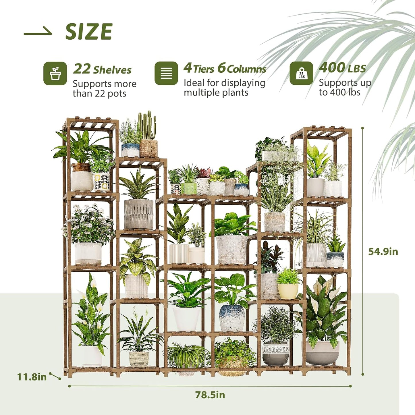 22 Tiers Plant Shelf for Plants Large Indoor Plant Stand Plant Rack Extra Large Wood Plant Stands for Hanging Plant Holder for Patio Balcony Garden