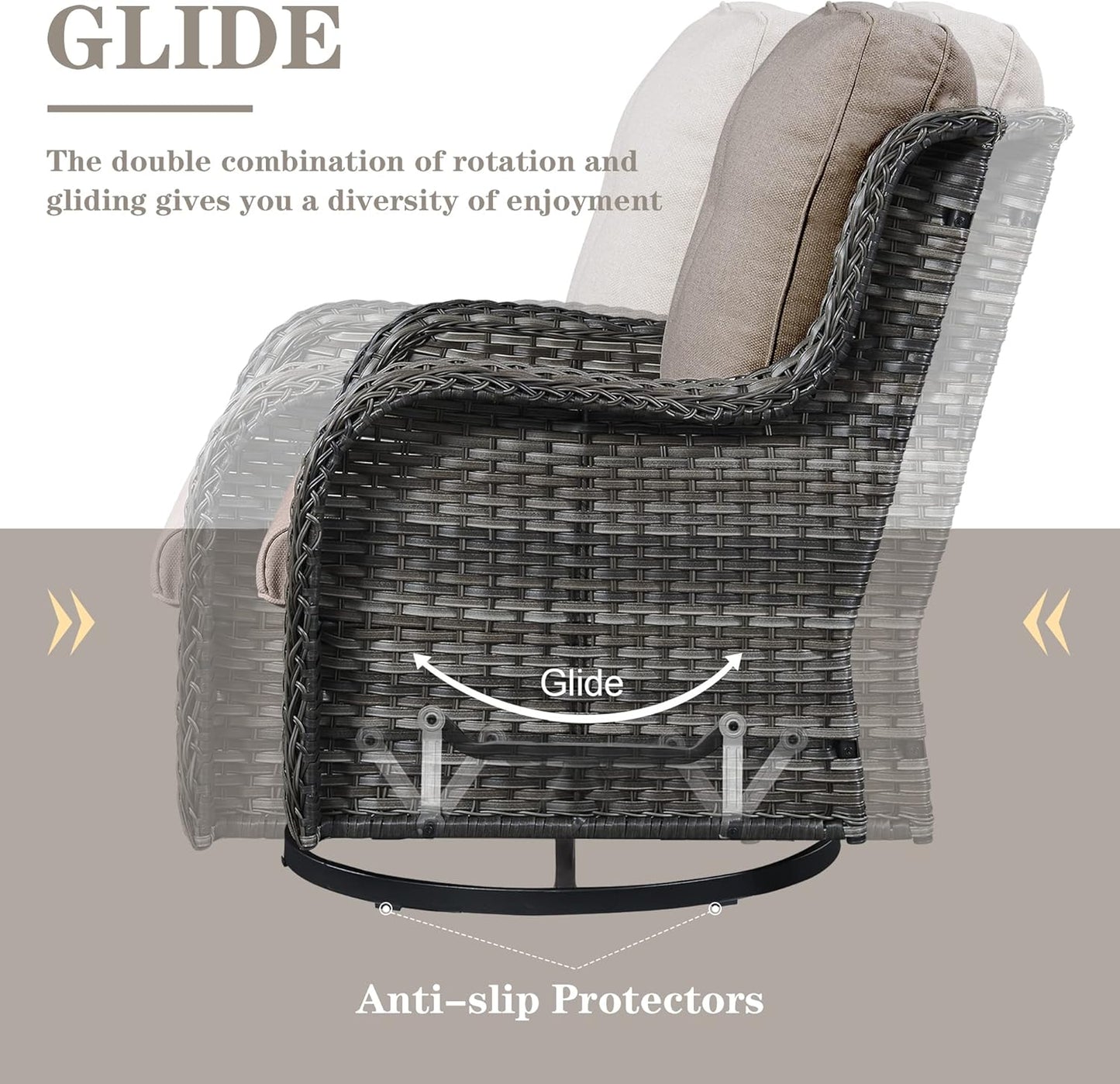 Outdoor Swivel Rcoker Patio Chairs - Outdoor Swivel Patio Chairs Set of 2 Wicker Chair Patio Furniture Sets with Covered Cushion for Porch Deck Balcony Garden, Gray