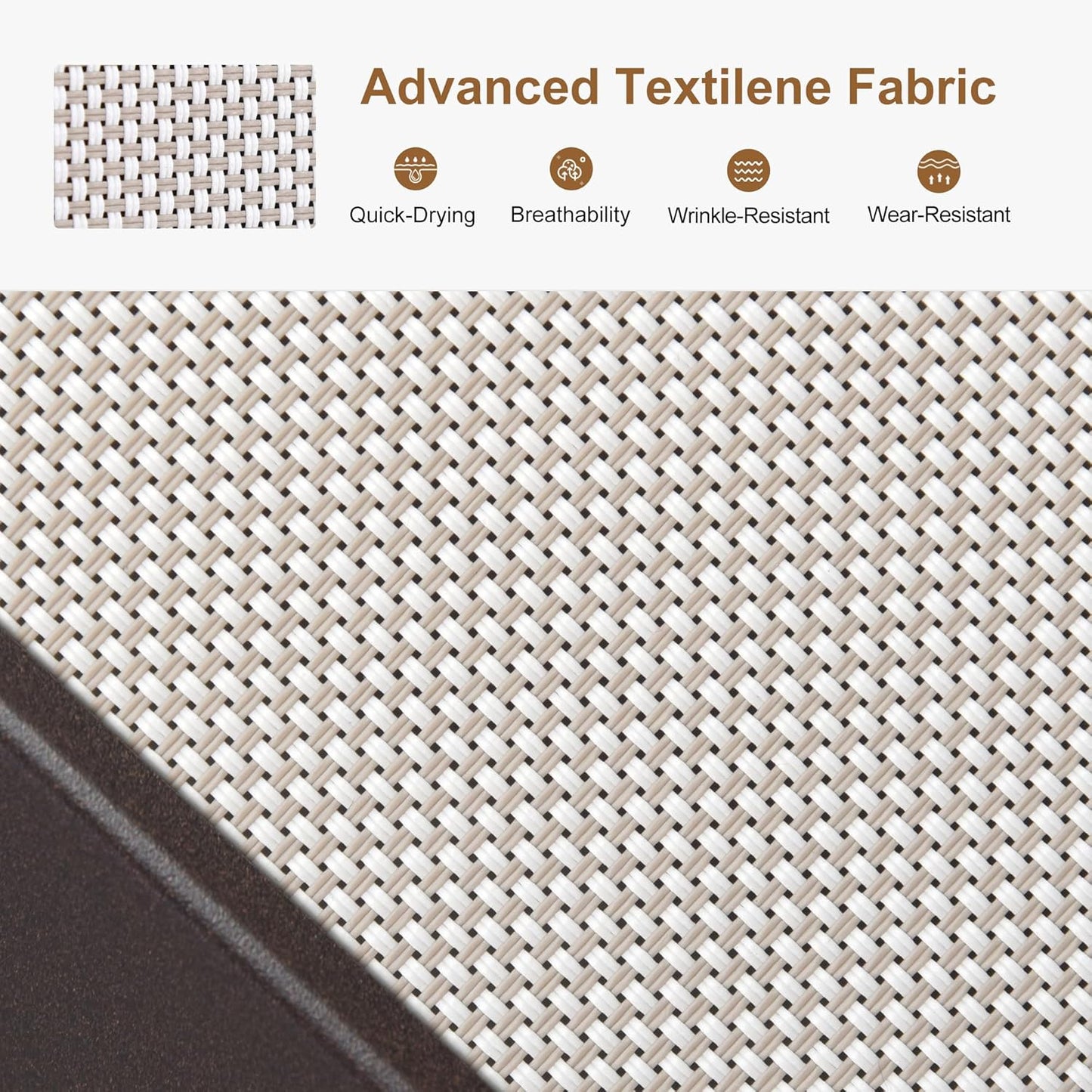 PURPLE LEAF Oversized Patio Lounge Chairs Set of 3, Reclining Pool Lounge Chairs with Side Table and Wheels for All Weather for Outdoor, Deck, Lawn, Aluminum Outside Pool, Linen