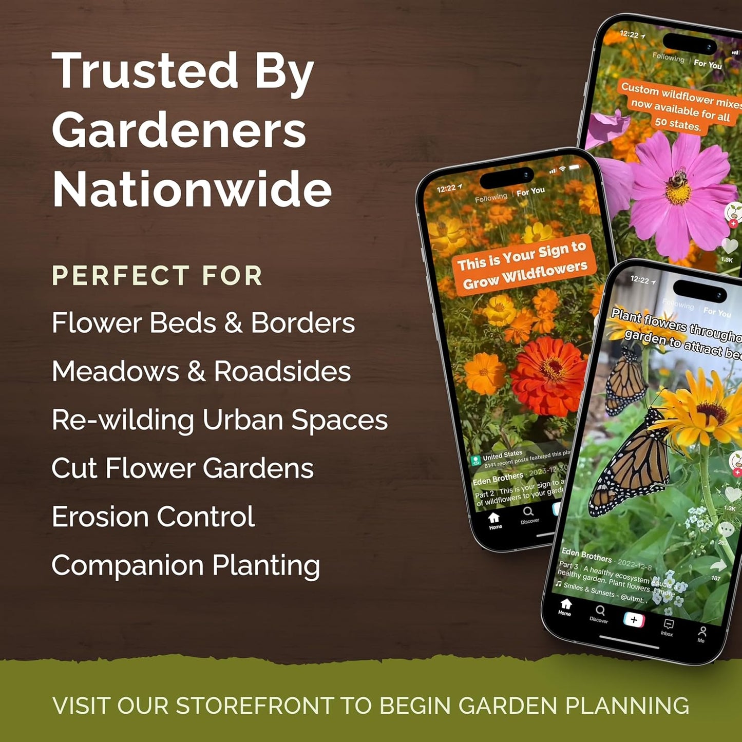 Eden Brothers Deer Resistant Wildflower Mixed Seeds for Planting, 50 lb, 24,000,000+ Seeds with Foxglove, Forget Me Not | Attracts Pollinators, Plant in Spring or Fall, Zones 3, 4, 5, 6, 7, 8, 9, 10