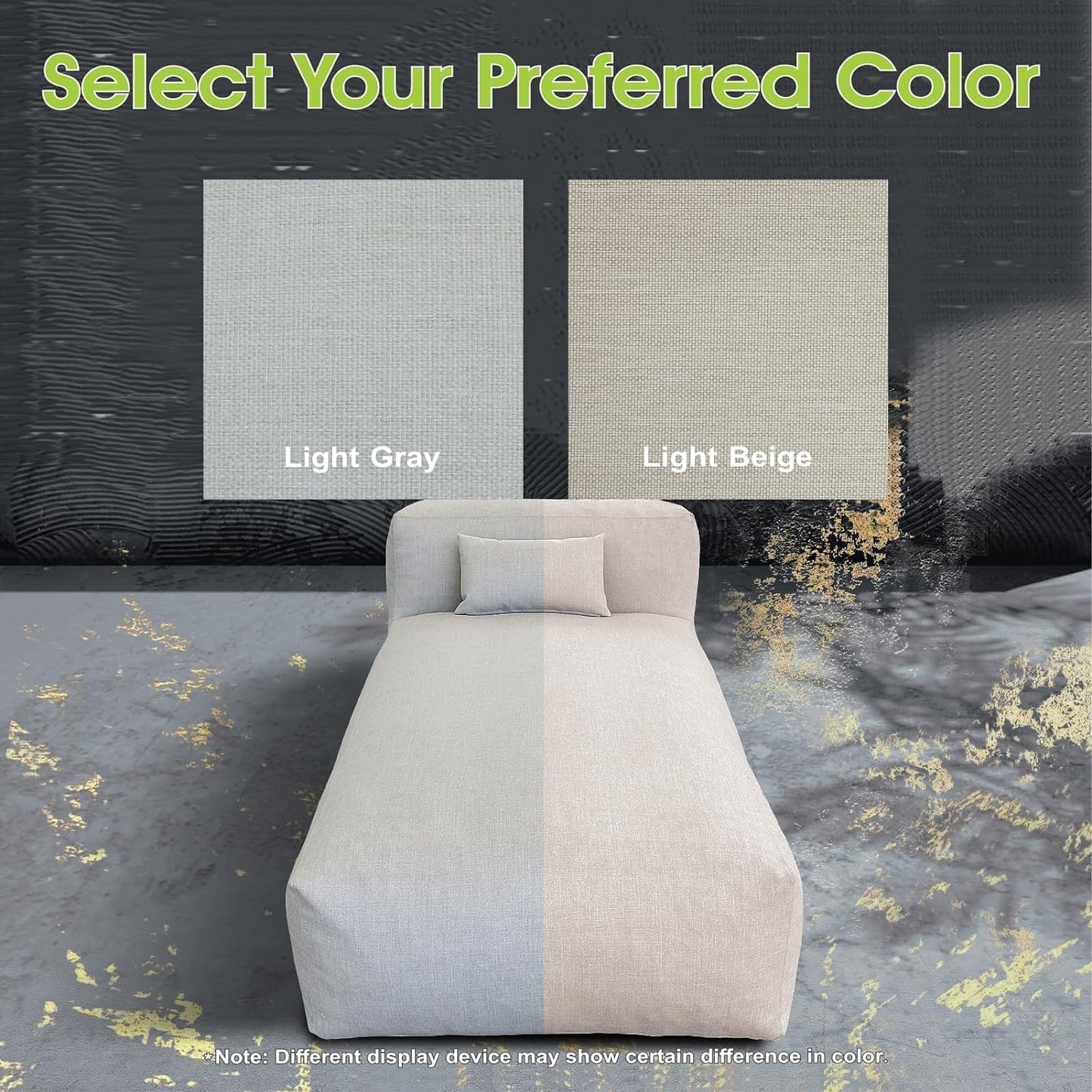 Outdoor Bean Bag Lounger Chair, Big Comfy Outdoor Daybed for Sunbathing and Tanning - Water-Resistant Patio Chaise and Pool Sun Lounger Furniture for Beach Deck (Light Beige)