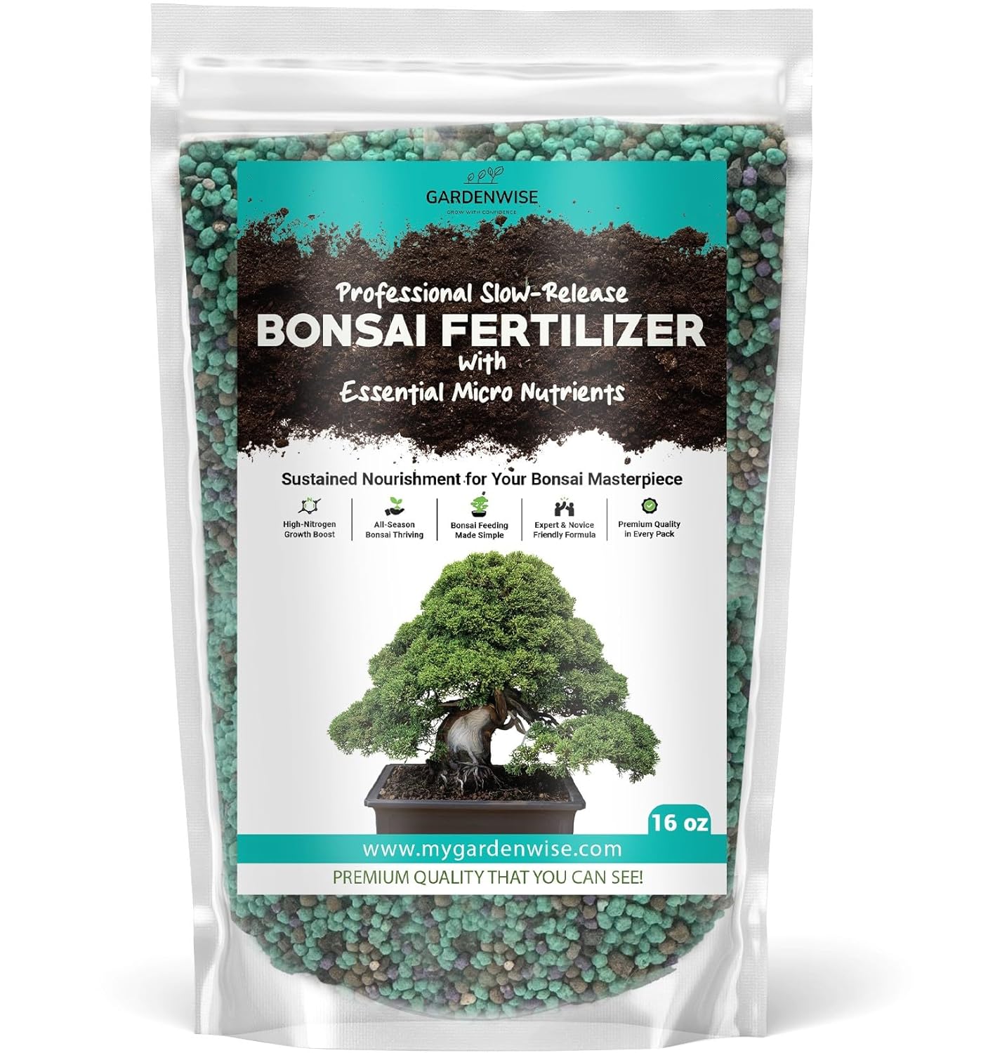 Slow-Release Bonsai Fertilizer with Essential Micronutrients - Professional Grade Bonsai Tree Fertilizer Pellets | Perfect Food for Indoor & Outdoor Bonsai Trees (16 OZ)
