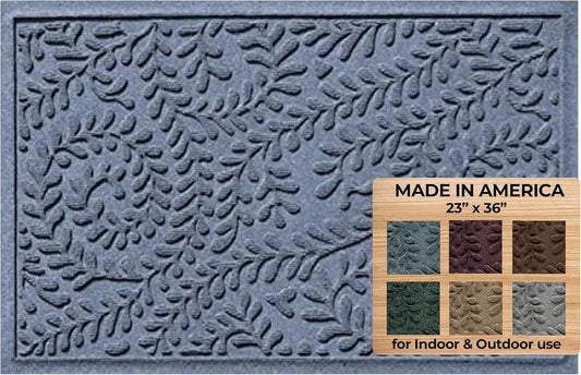 WaterHog Indoor/Outdoor Use Door Mat, 2' x 3', Made in USA, Welcome Mat for Front Door, Durable, Water-Trapping Floor Rug, Decorative, Skid-Resistant Entryway, Boxwood Collection, Bluestone