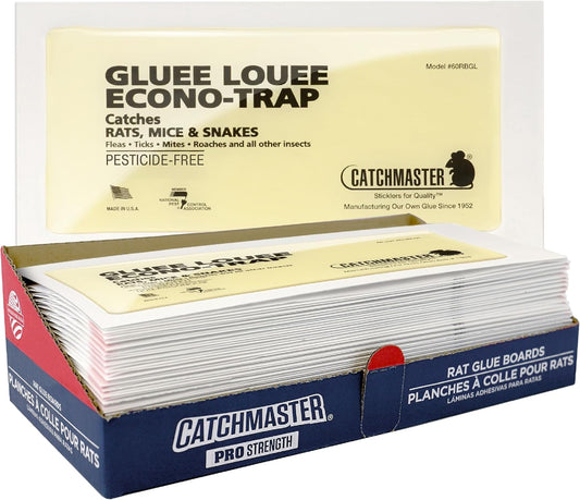 Catchmaster Gluee Louee Rat Extra Large Traps 30-PK, Heavy Duty Glue Trap, Mouse Traps for Home, Pest Control Adhesive Glue Boards for Inside House, Snake, Mice, & Spider Traps