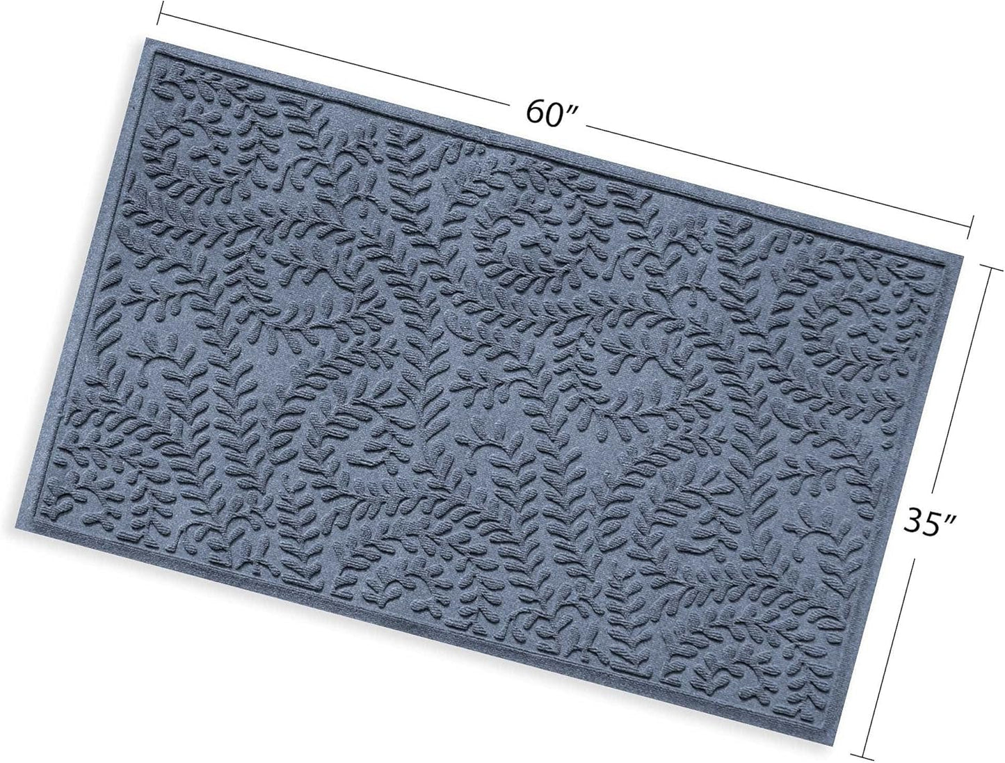 WaterHog Indoor/Outdoor Door Mat, 3' x 5', Made in USA, Durable & Skid-Resistant Front Door Rug, Decorative, Water-Trapping & Heavy-Duty Entryway Floor Mat For Your Home, Boxwood Collection, Bluestone