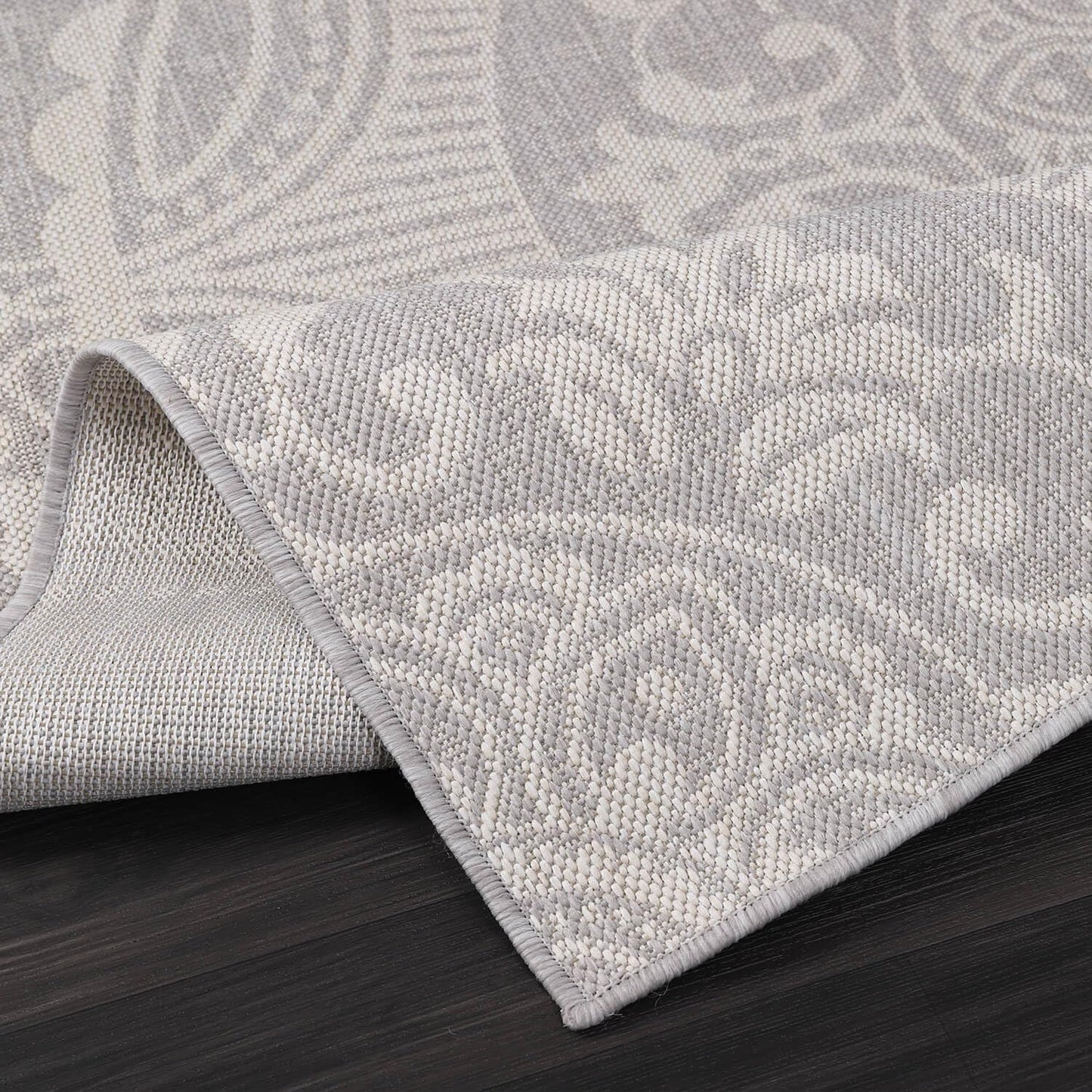 Medallion Outdoor Rug 6x9 Washable Outside Carpet for Indoor Patio Porch Waterproof Easy Cleaning Non Shedding Area Rugs Gray 6 x 9